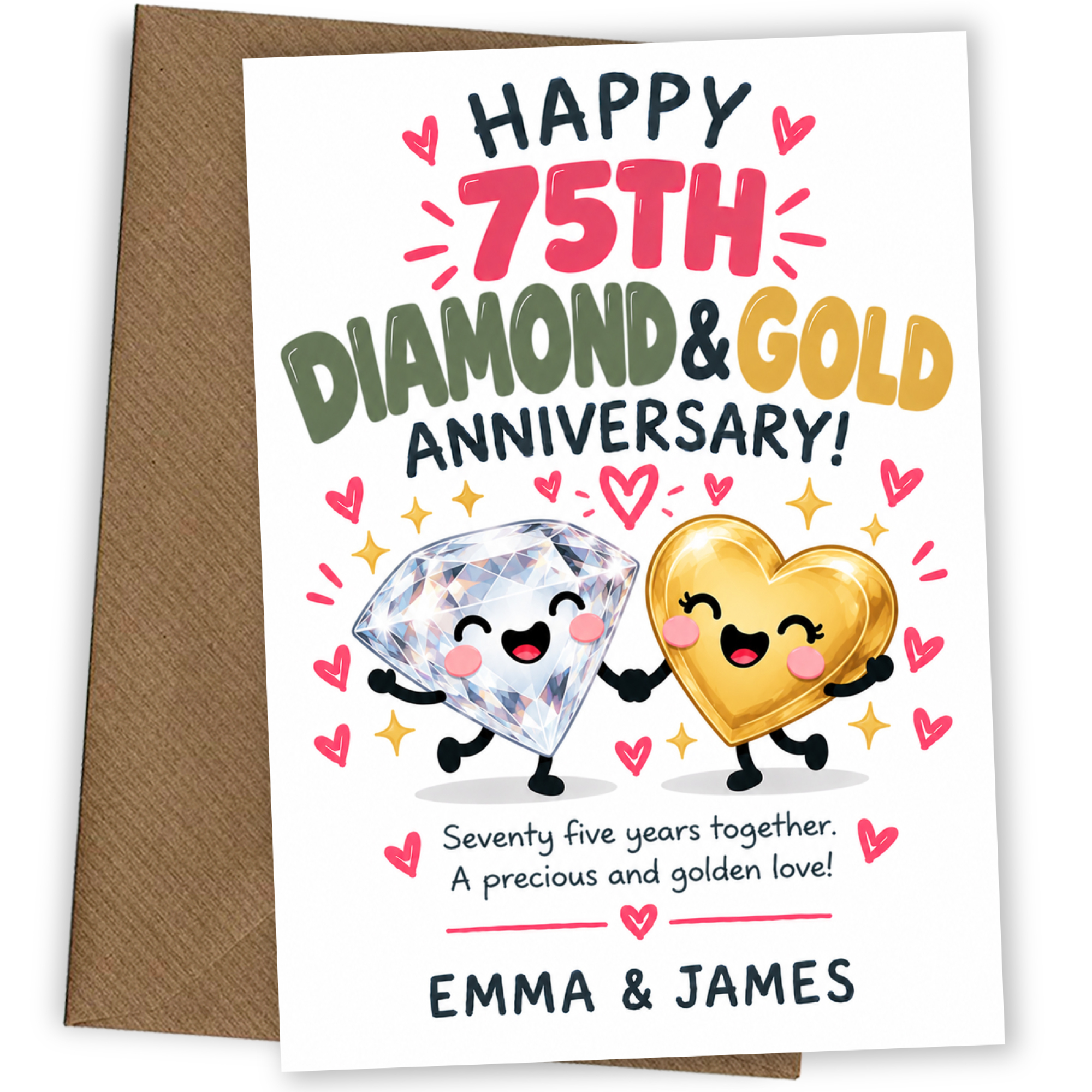 Personalised 75th Anniversary Card for Couples - Perfectly Paired