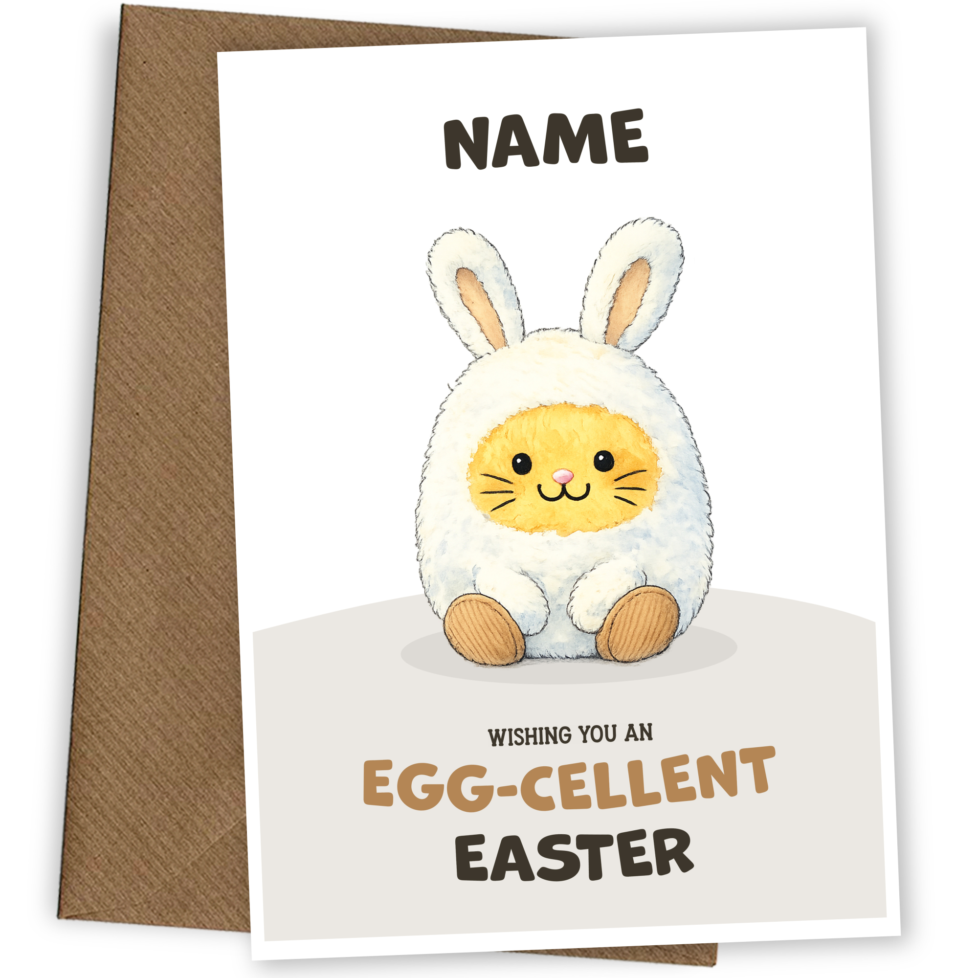 Cute Single Easter Card - Happy Bunny Plush Egg