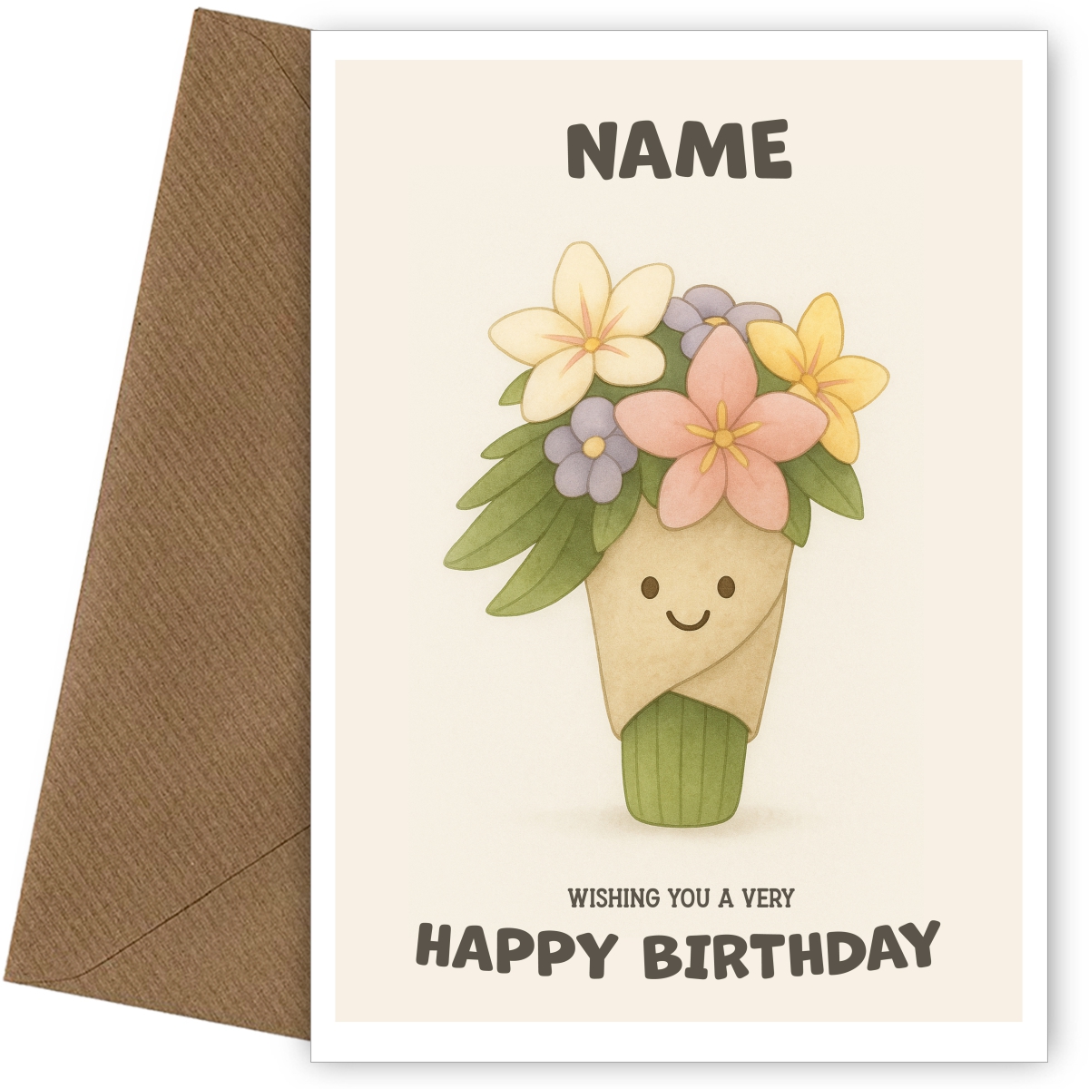 Cute Birthday Card for Her - Plush Flowers