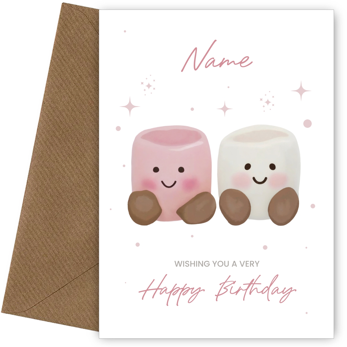 Birthday Card for Girls - Plush Marshmallows