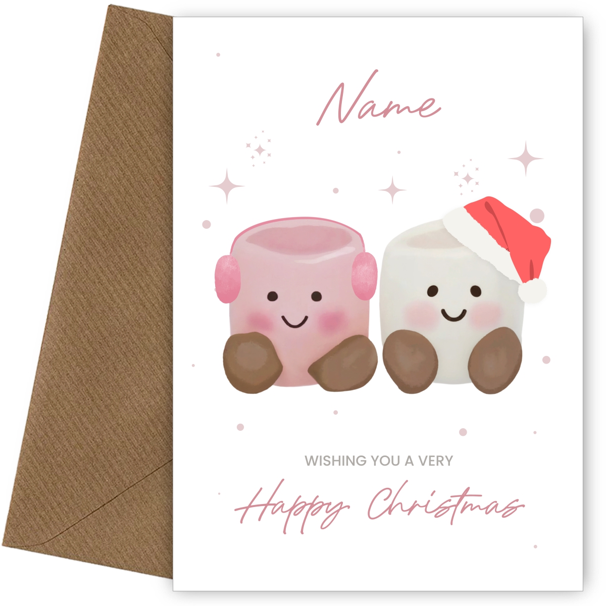 Christmas Card for Girls - Plush Marshmallows