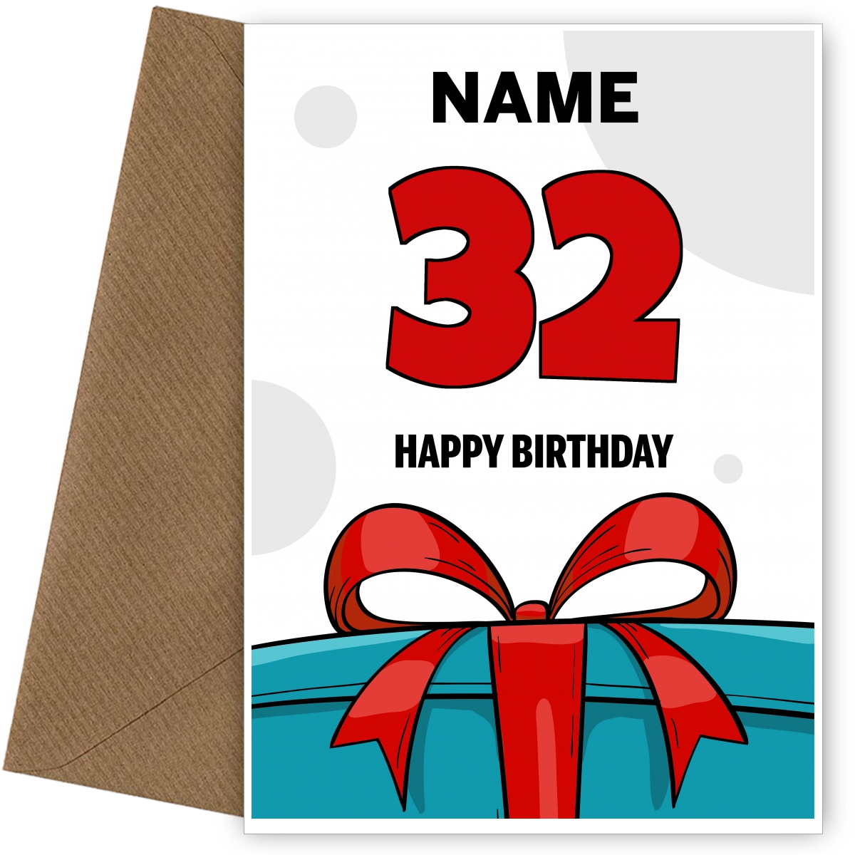 Happy 32nd Birthday Card - Bold Gift / Present Design