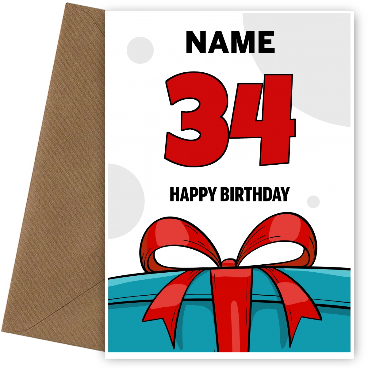 Happy 34th Birthday Card - Bold Gift / Present Design