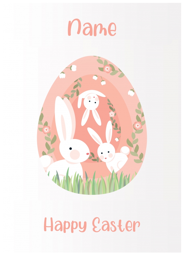 Personalised Easter Cards for Girls, Granddaughter or Daughter - Rabbits in Egg