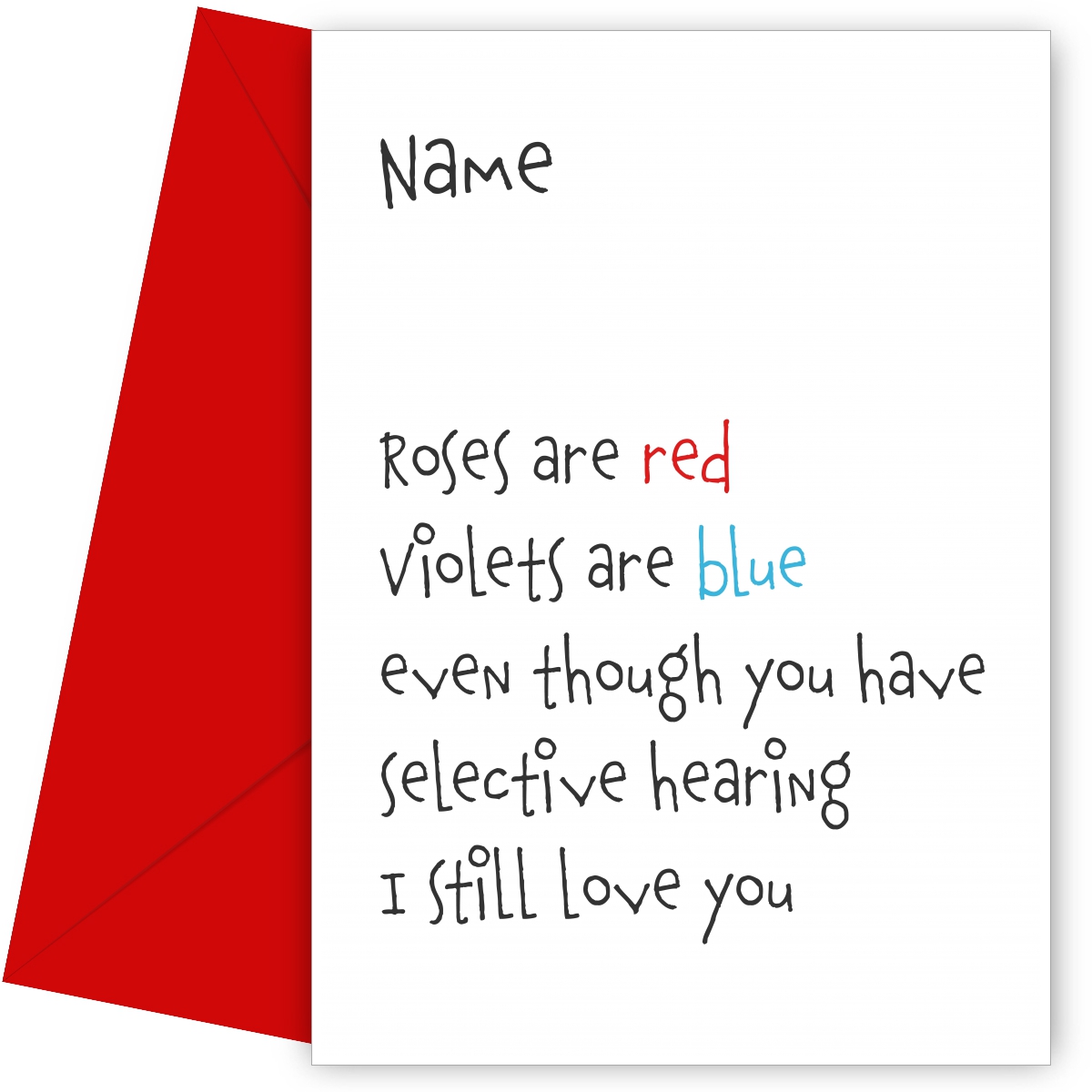 Personalised Roses are Red Card (Selective hearing)