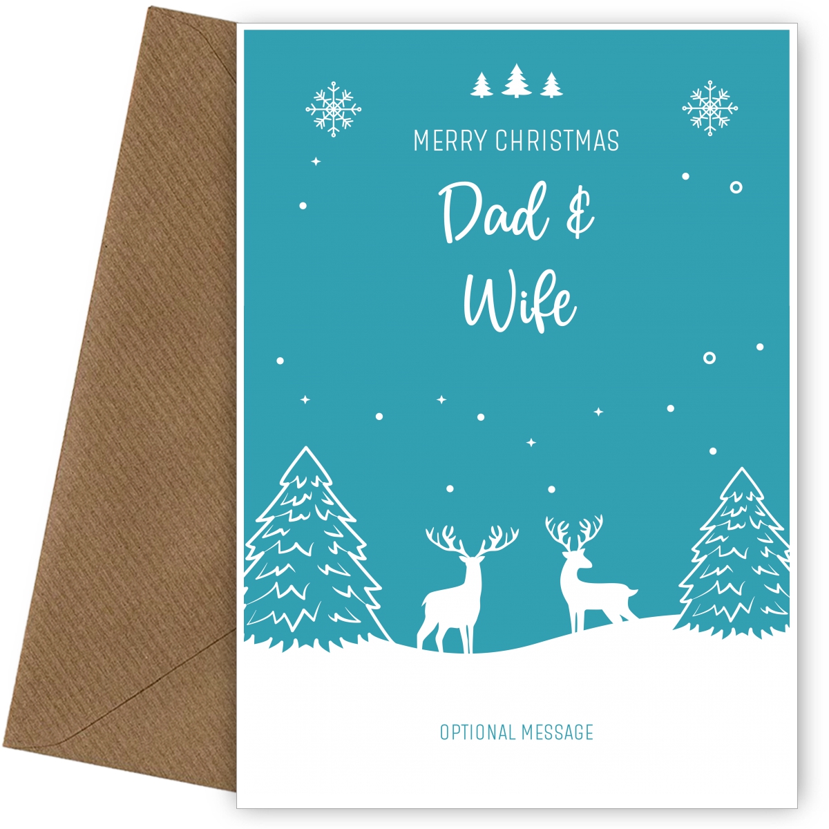 Dad and Wife Christmas Card - Reindeer Scene