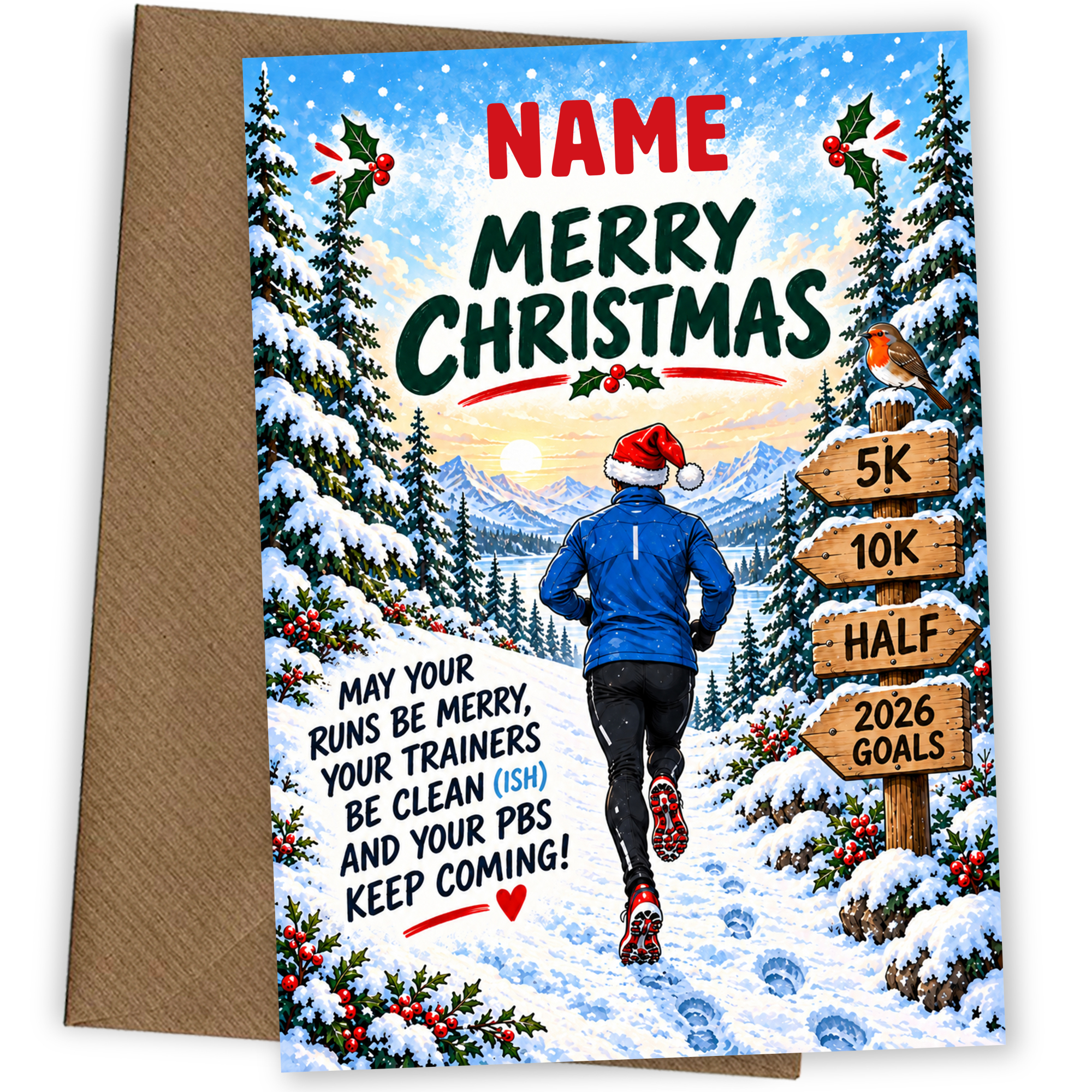 Personalised Running Christmas Card for Runners