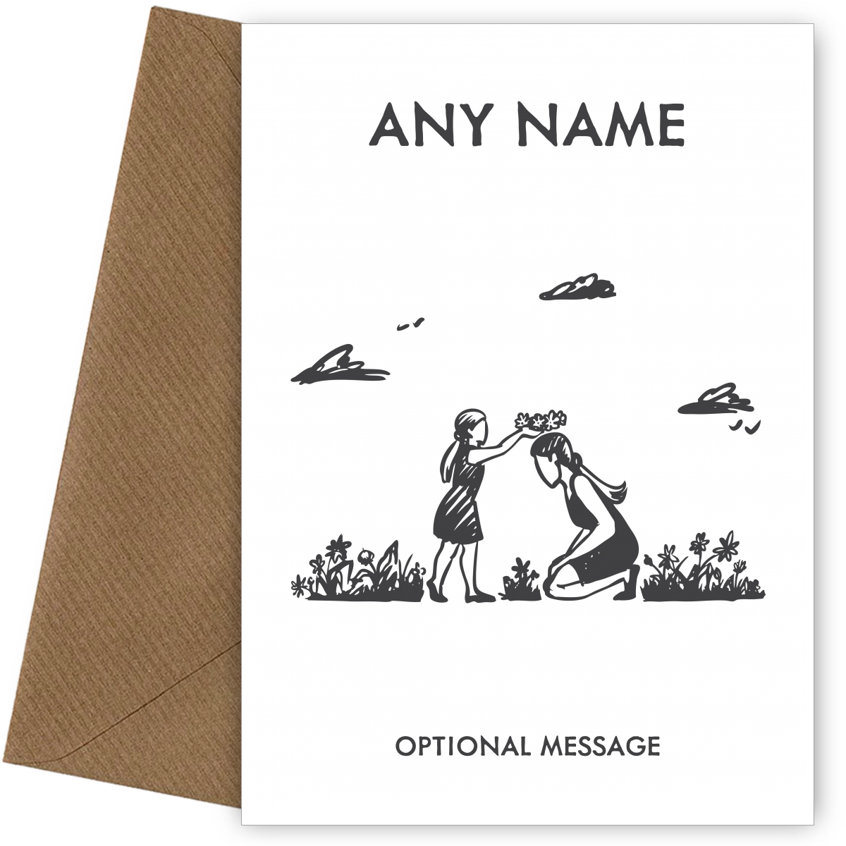 Personalised Greetings Cards for Mum - Mother and Daughter in Garden