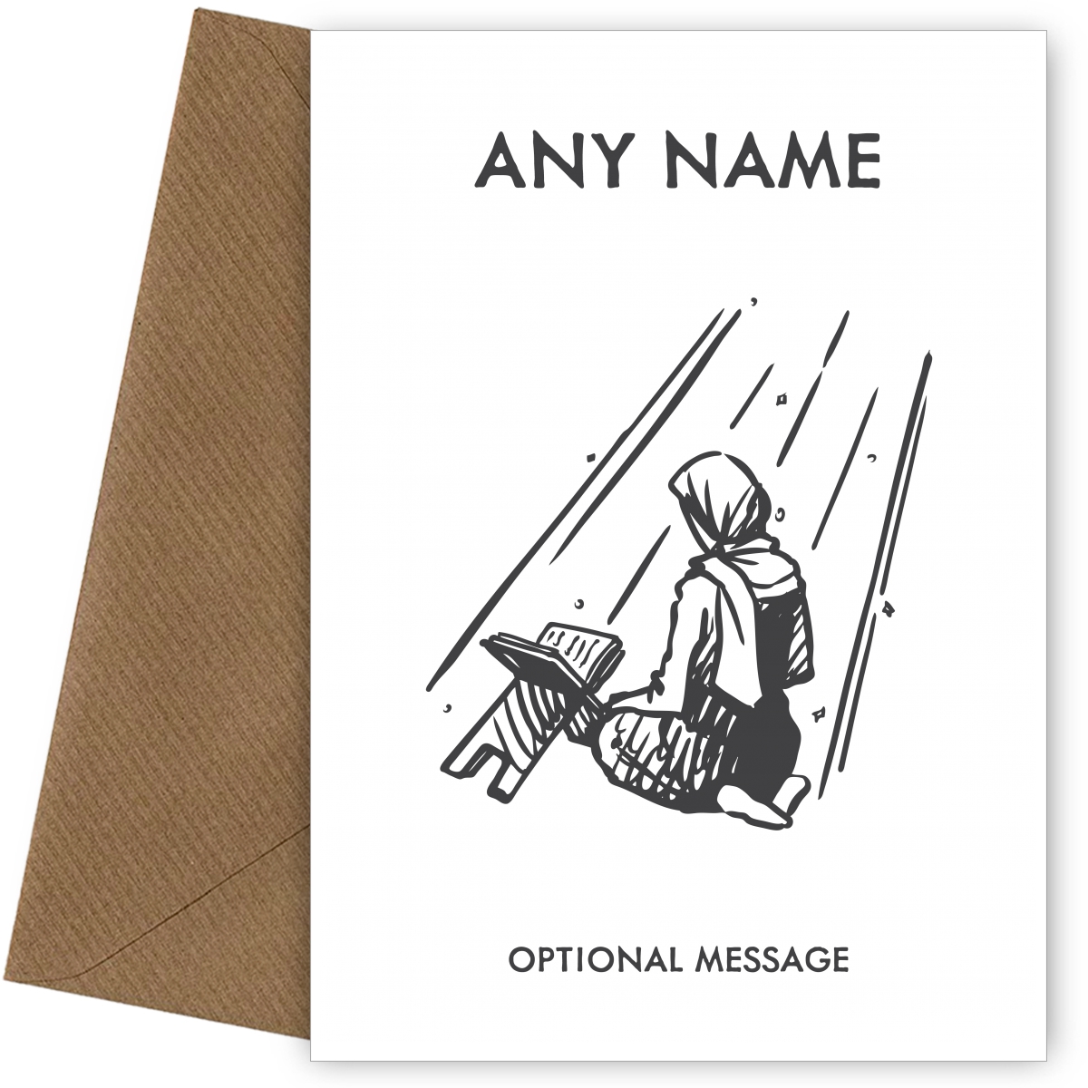 Muslim Girl Greetings Card - Praying