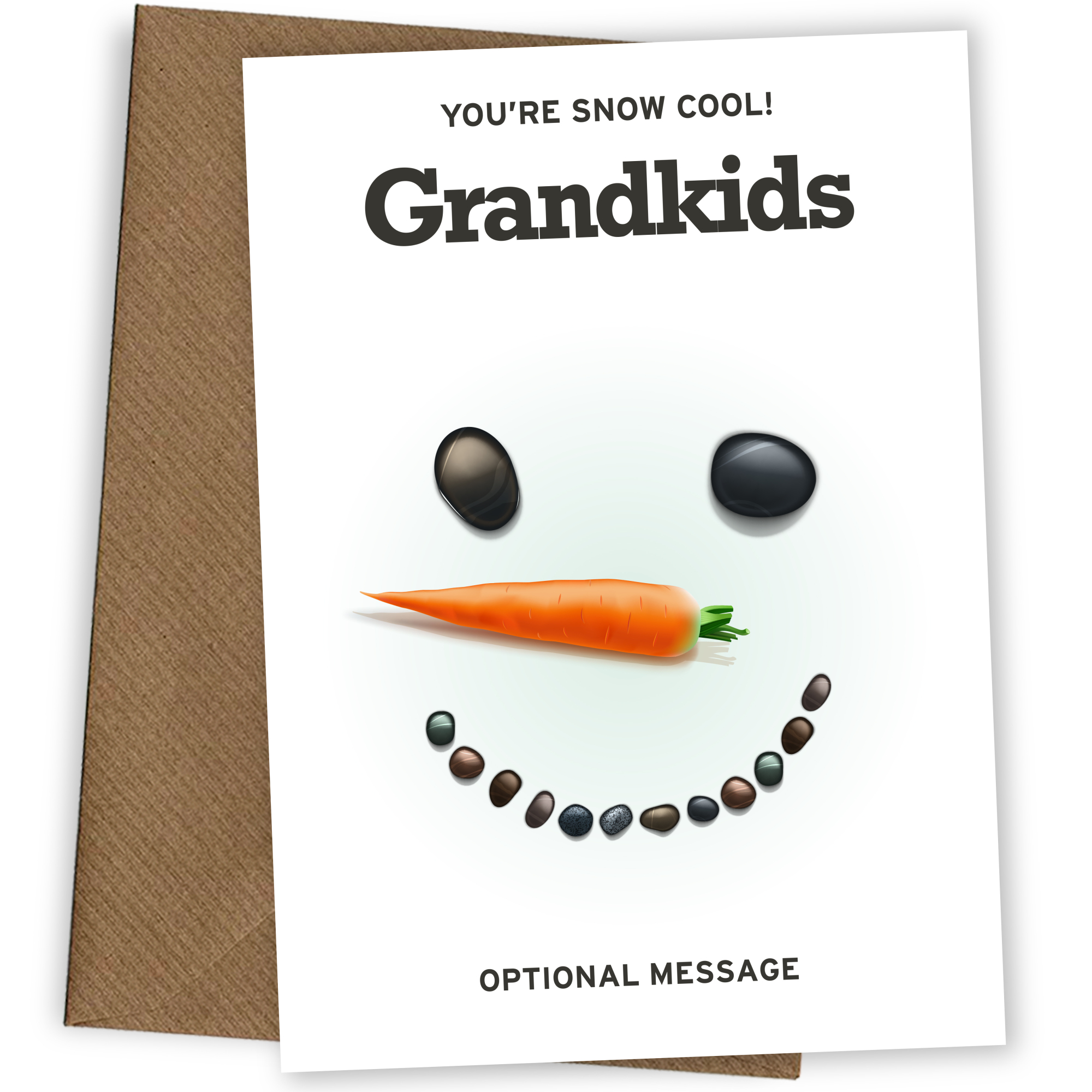 Merry Christmas Card for Grandkids - Snowman Face