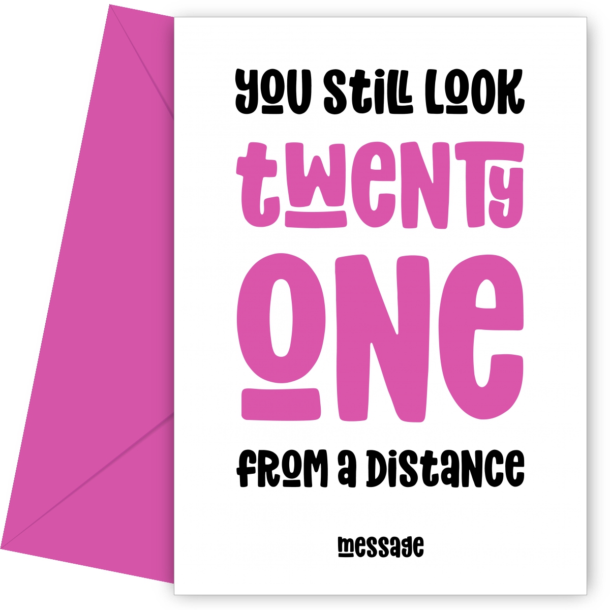 Still Look 21 From A Distance Birthday Card - Pink