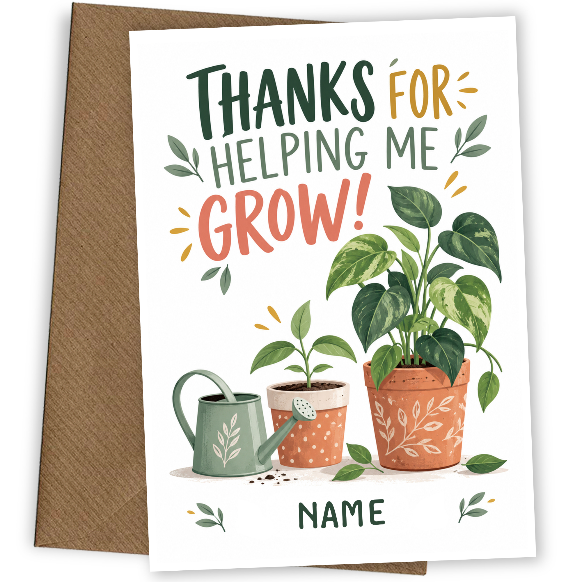 Thank You Card Thanks For Helping Me Grow Plants