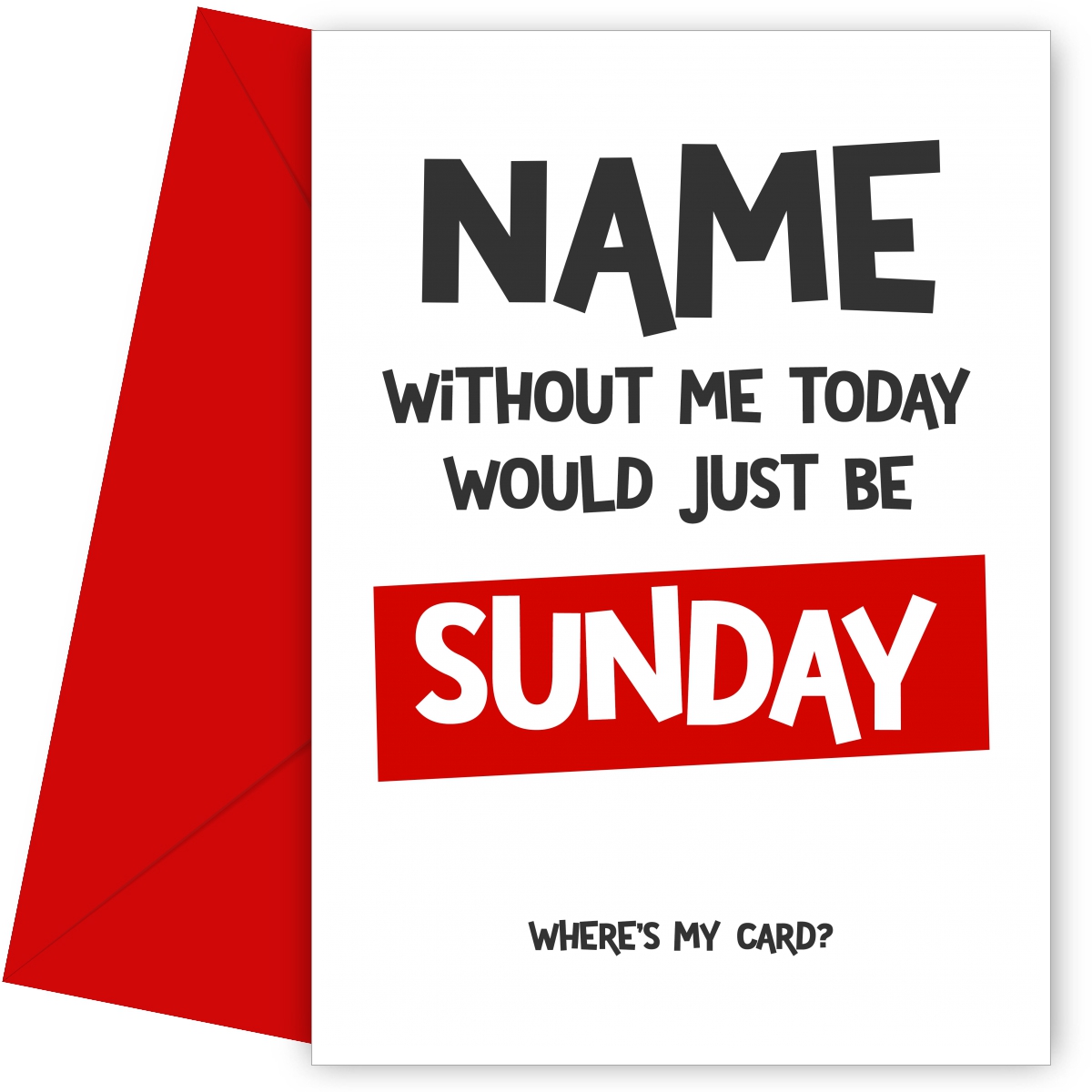 Mother's Day Card - Without Me Today Would Just Be Sunday