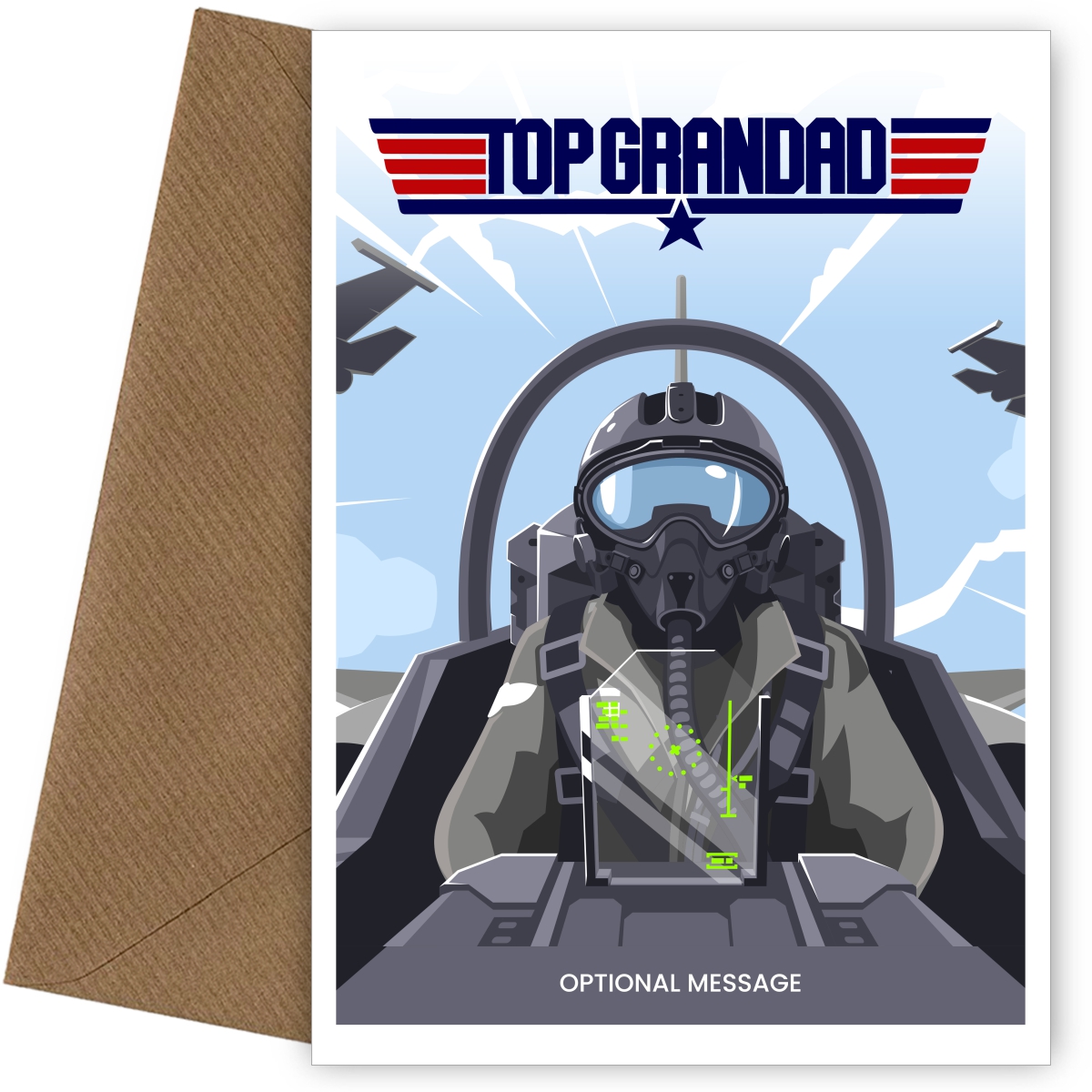Top Grandad Card - Top Gun Style Happy Birthday Grandad Card