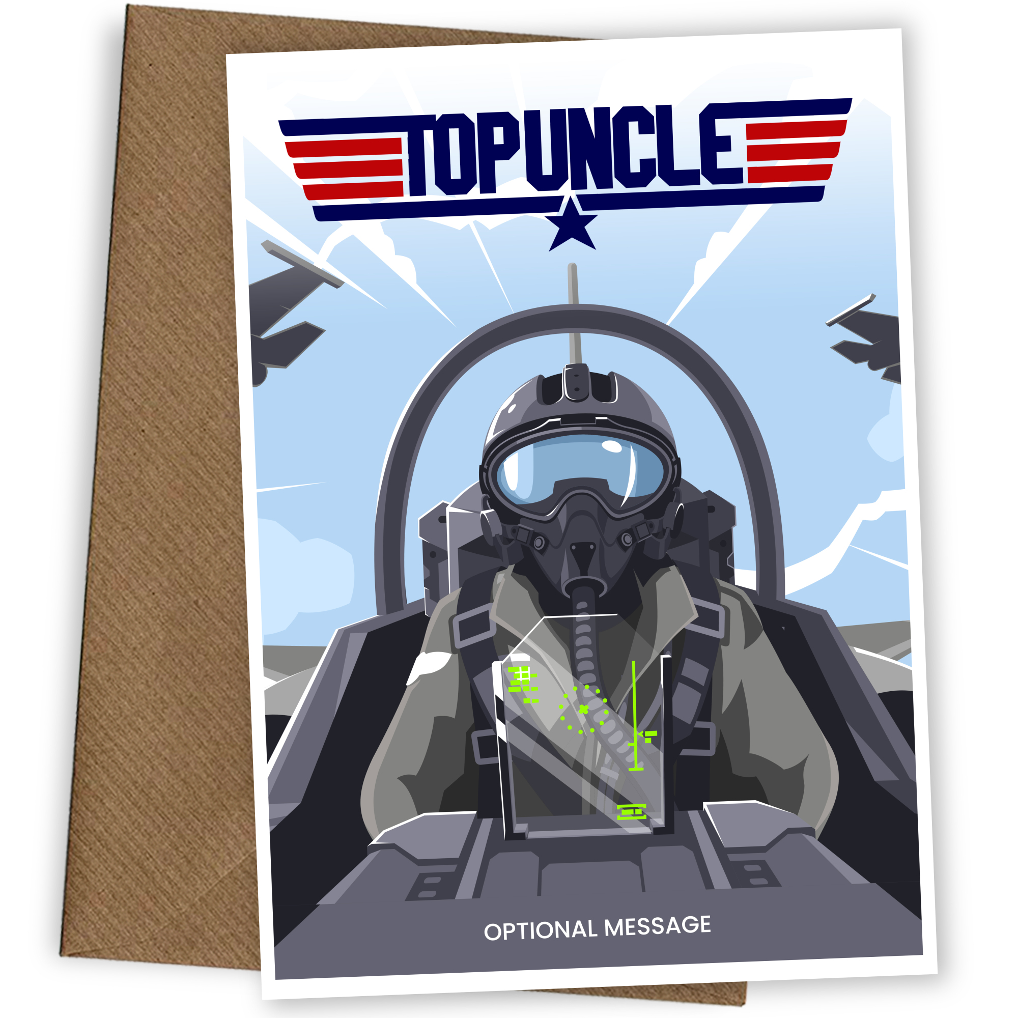 Top Uncle Card - Top Gun Style Happy Birthday Uncle Card