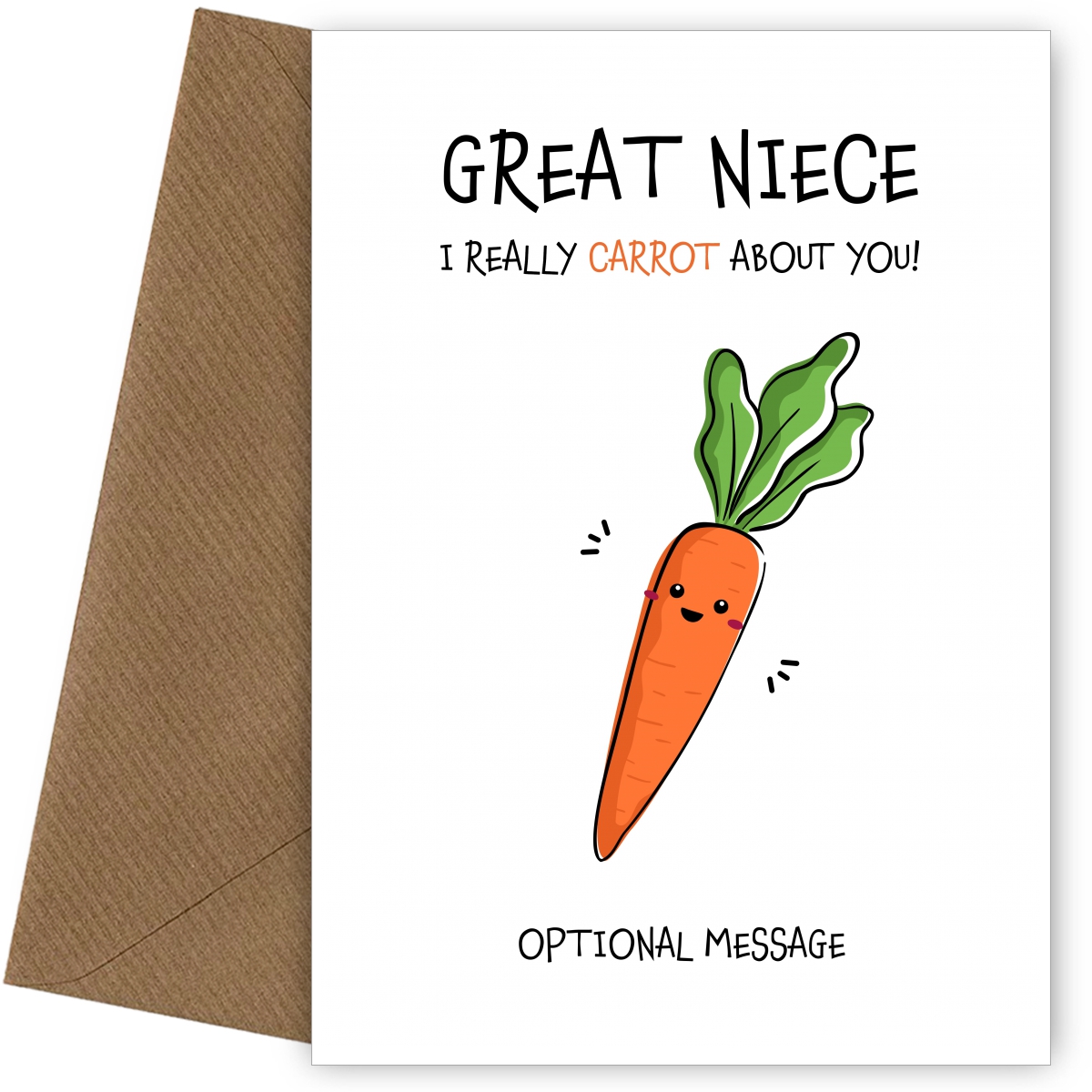 Veggie Pun Carrot Birthday Card Great Niece
