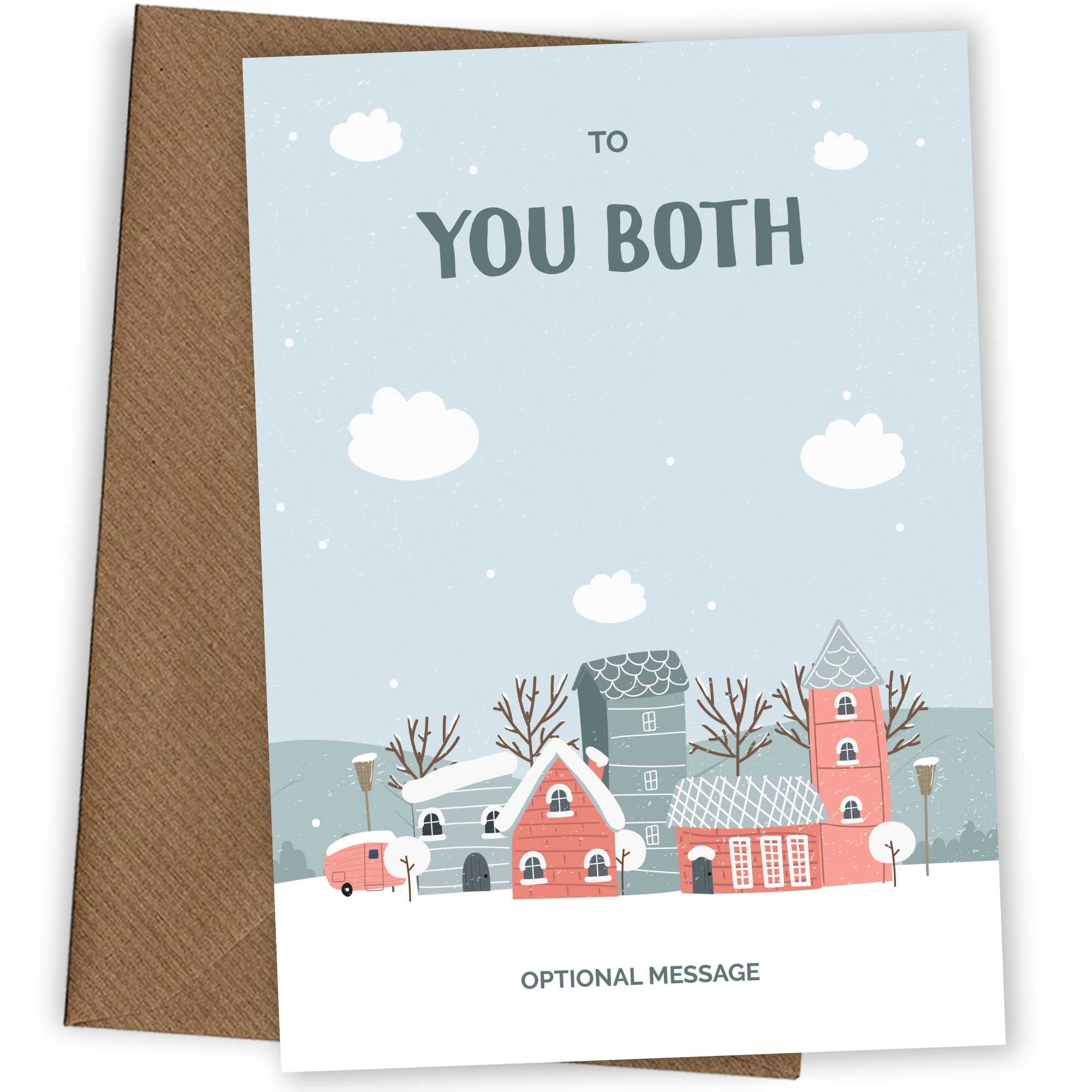 To You Both Christmas Card - Winter Village