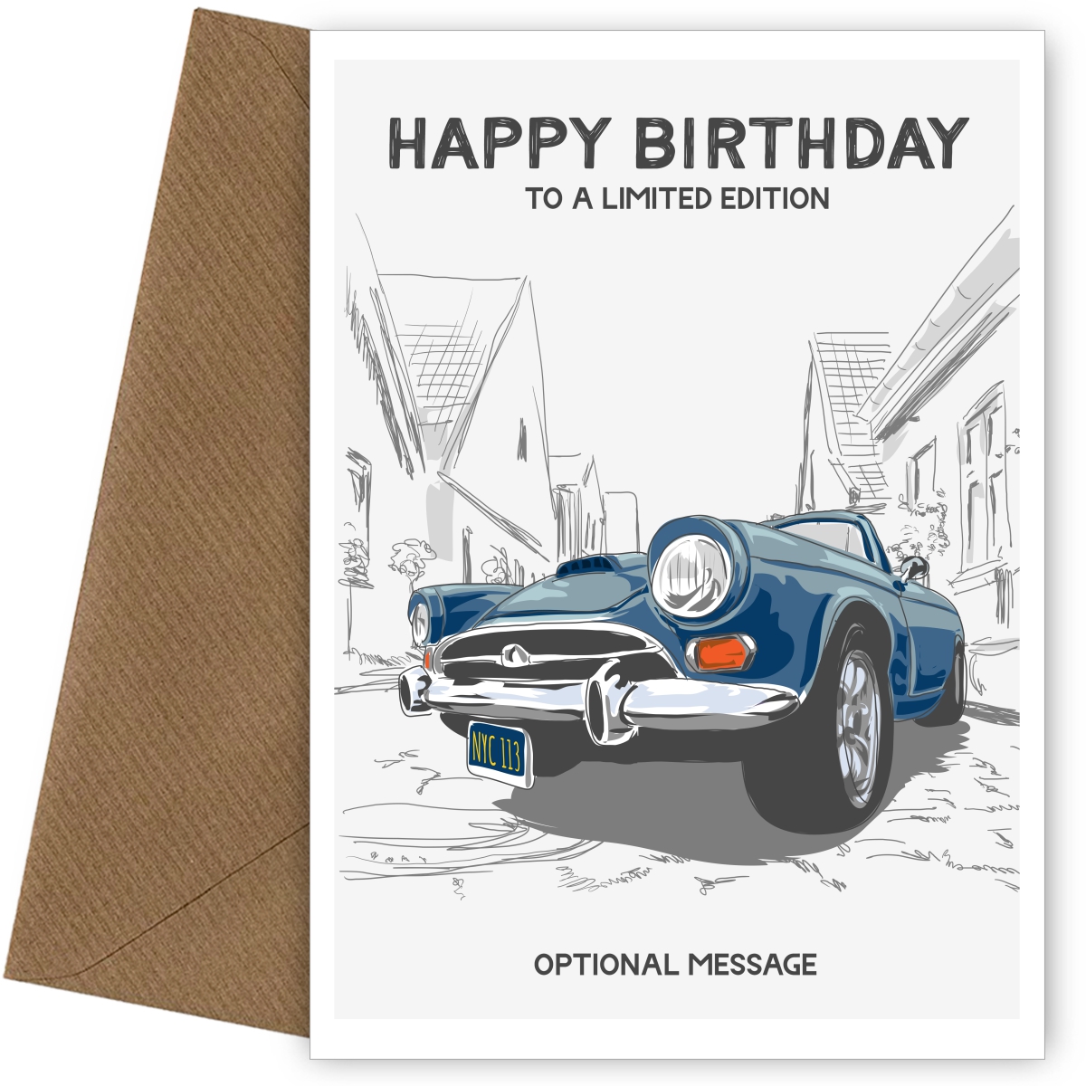 Vintage Car Happy Birthday Card for Dad Grandad Uncle
