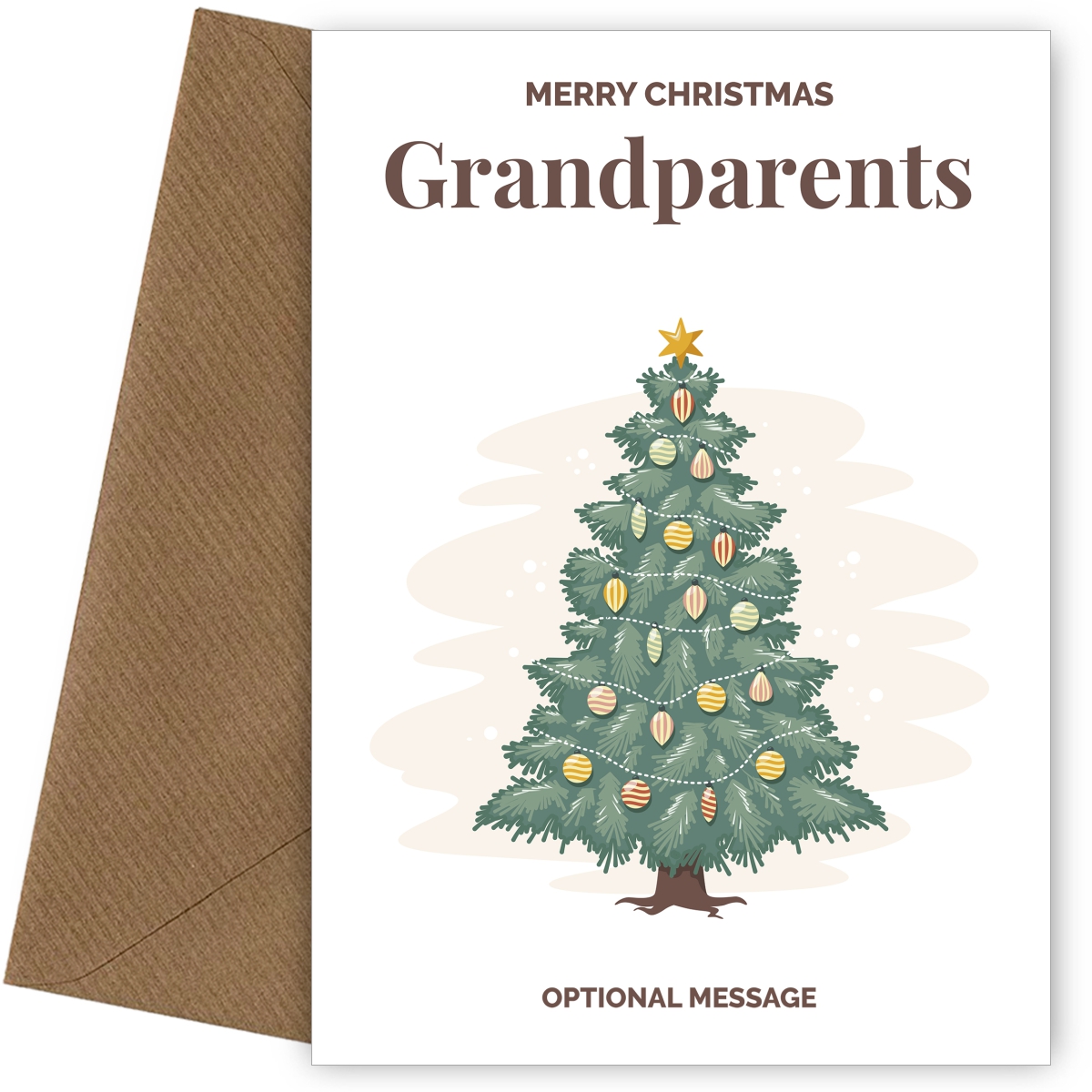 Merry Christmas Card for Grandparents - Vintage Tree Merry Christmas Card for Grandparents - Vintage Tree