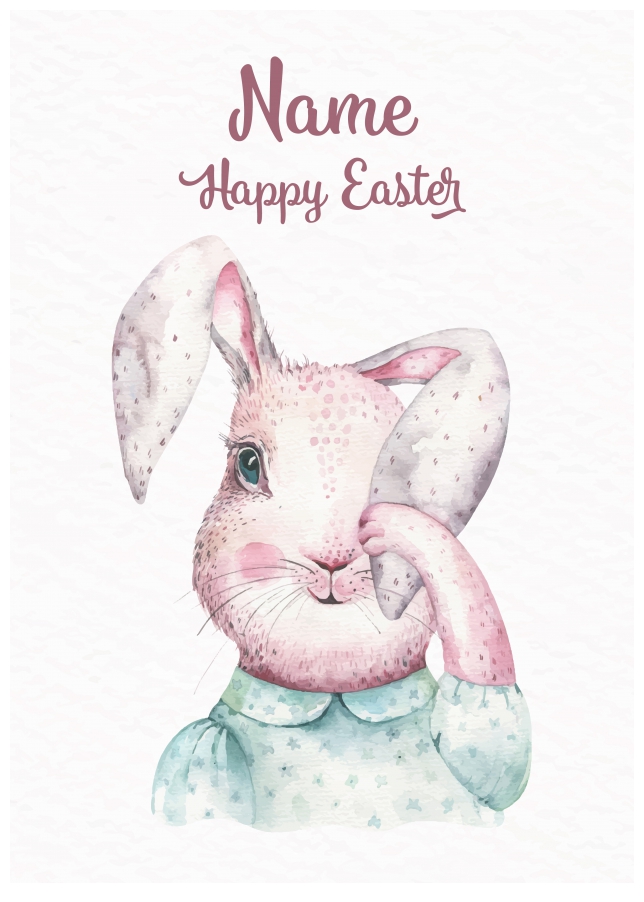 Watercolour Bunny Easter Card - D2