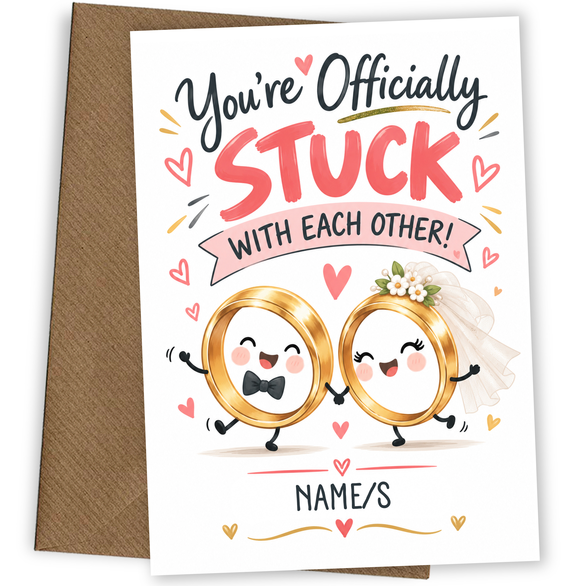 Wedding Day Card Stuck With Each Other