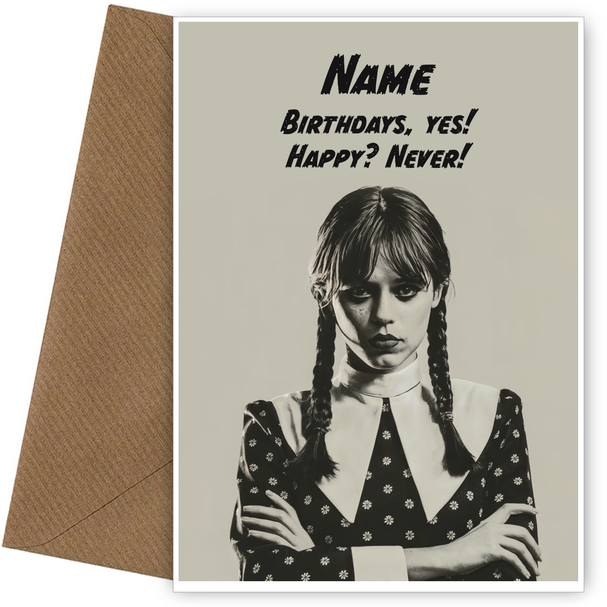 Gothic Birthday Card for Girls - Goth & Horror Teenage Girl Birthday Card - Halloween Wednesday Addams