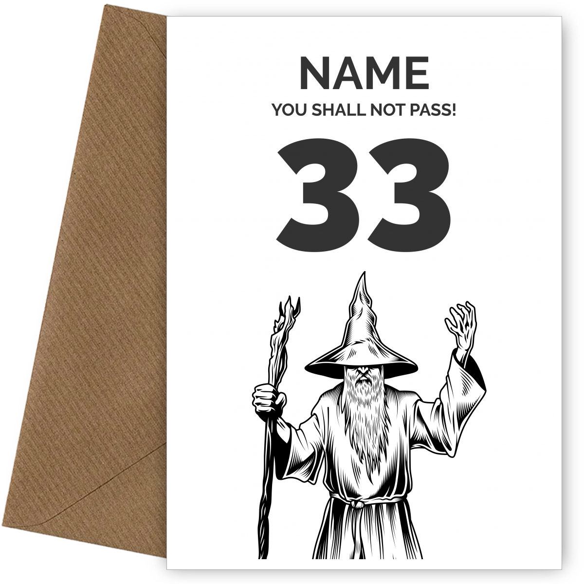Funny 33rd Birthday Card - LOTR You Shall Not Pass 33