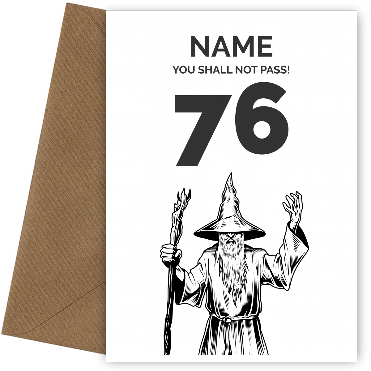 Funny 76th Birthday Card - LOTR You Shall Not Pass 76 Funny 76th Birthday Card - LOTR You Shall Not Pass 76
