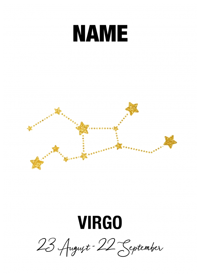 Virgo Birthday Card for Her or Him - August & September Zodiac Bday Cards