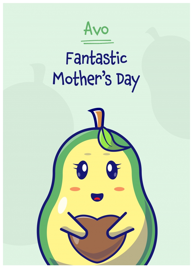 Avocado Mother's Day Card from Daughter or Son - Mum to Be or 1st Mother's Day