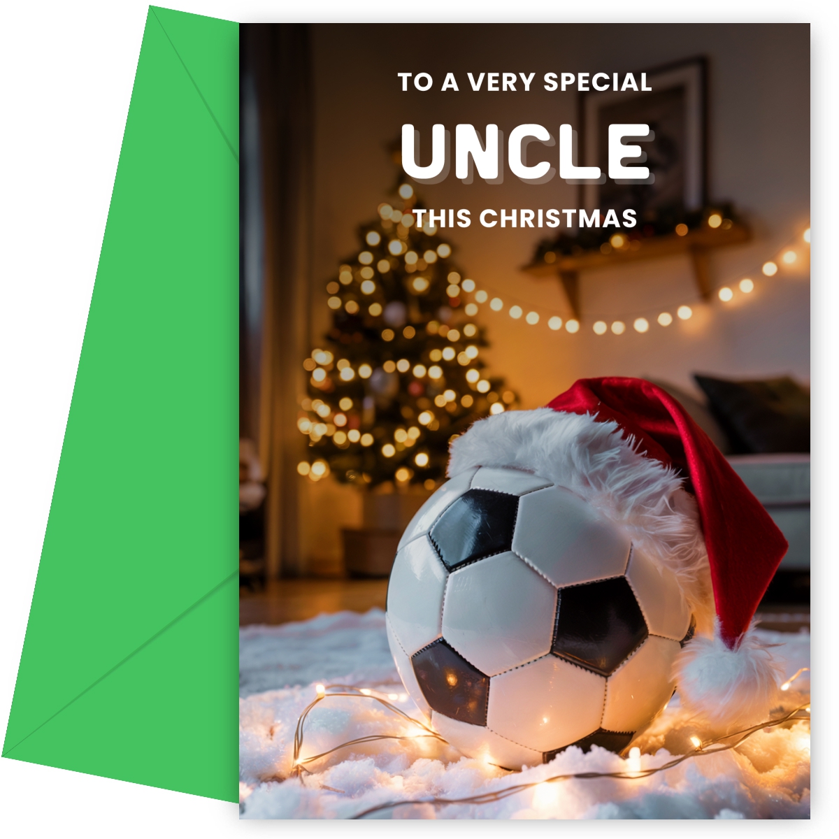 Football Christmas Card for Uncle - Football with Santa Hat