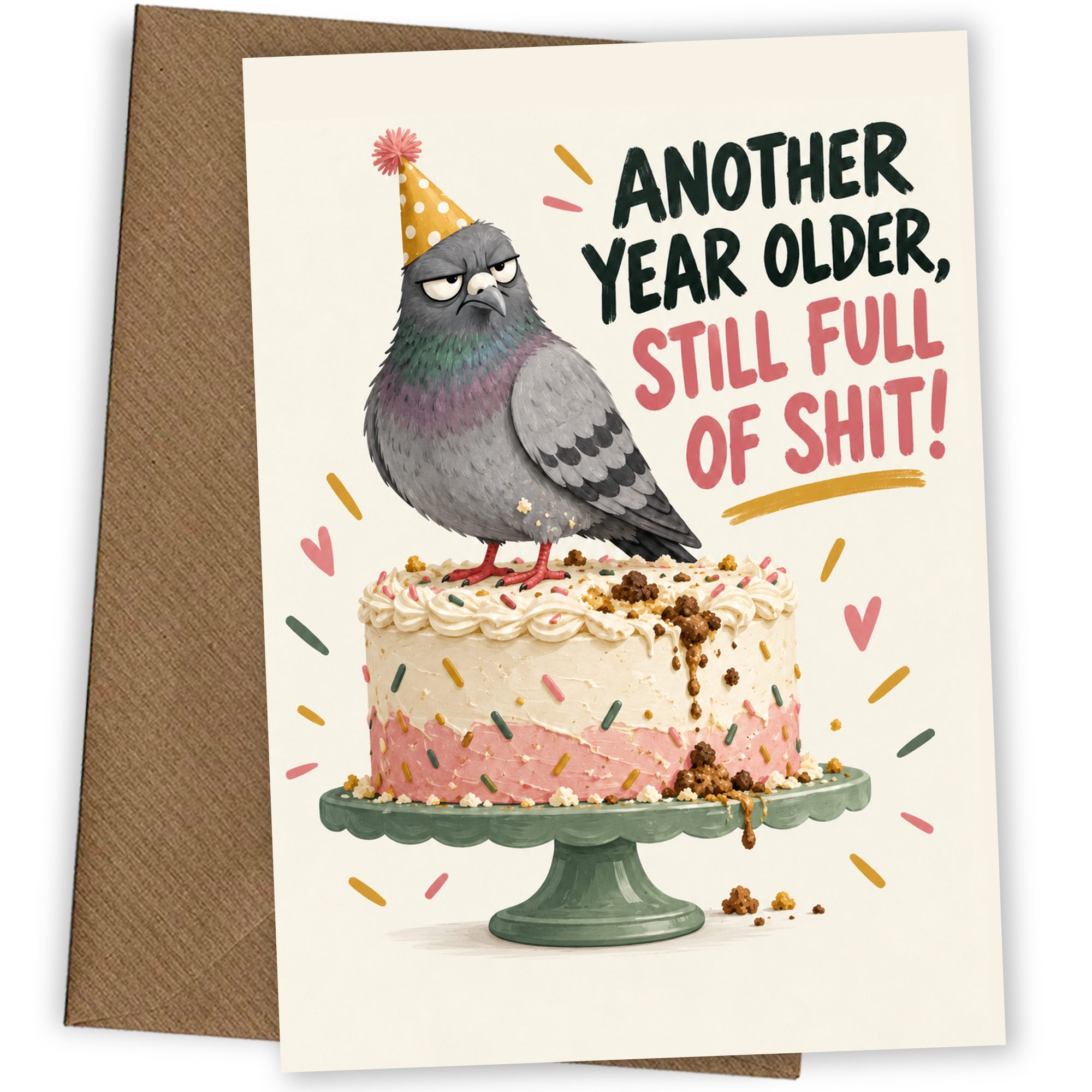 Funny Birthday Card Pigeon Full Of Shit