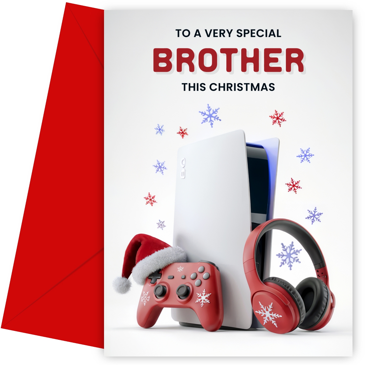 Gaming Christmas Card for Brother - Console Controller Headphones