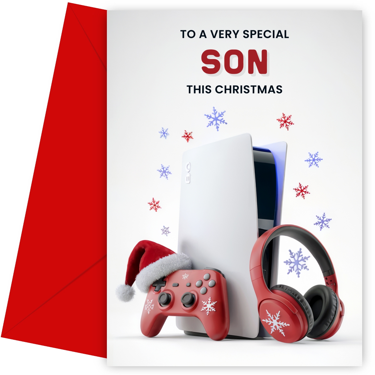 Gaming Christmas Card for Son - Console Controller Headphones