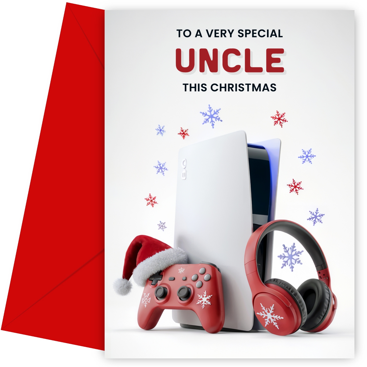 Gaming Christmas Card for Uncle - Console Controller Headphones