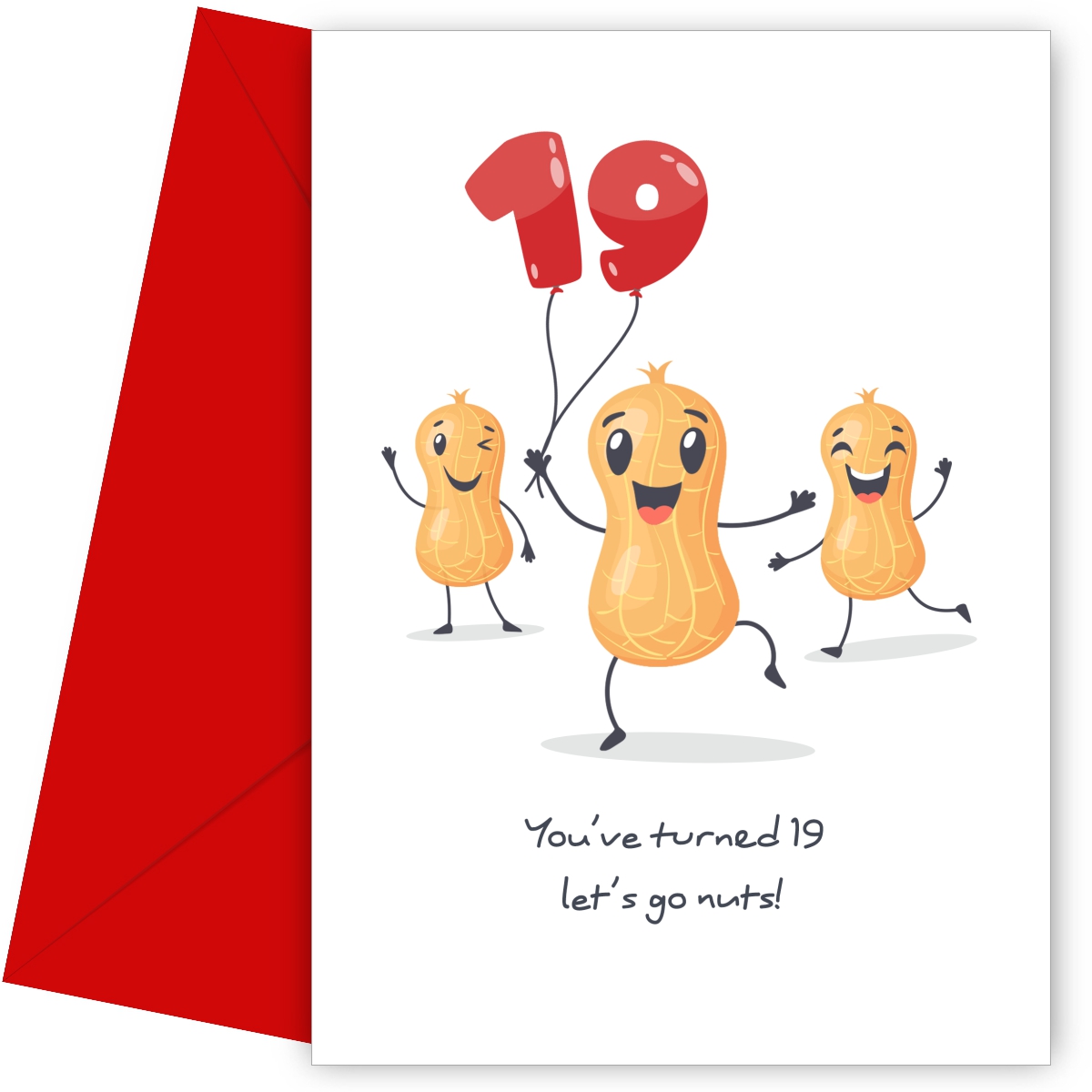 Funny 19th Birthday Card for Friend - Turning 19 Go Nuts