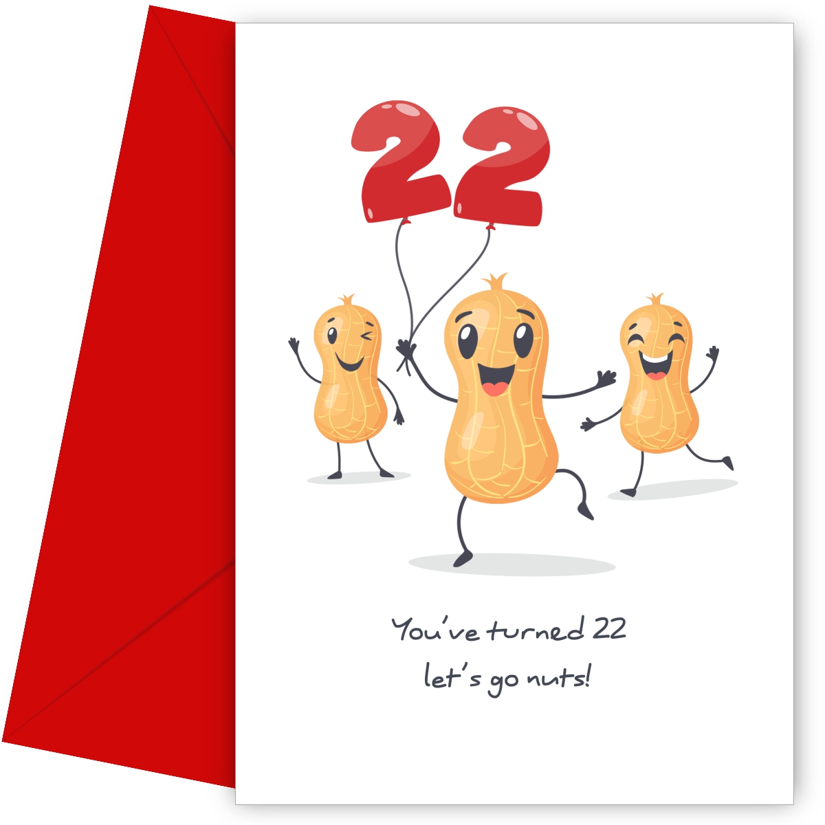 Funny 22nd Birthday Card for Friend - Turning 22 Go Nuts