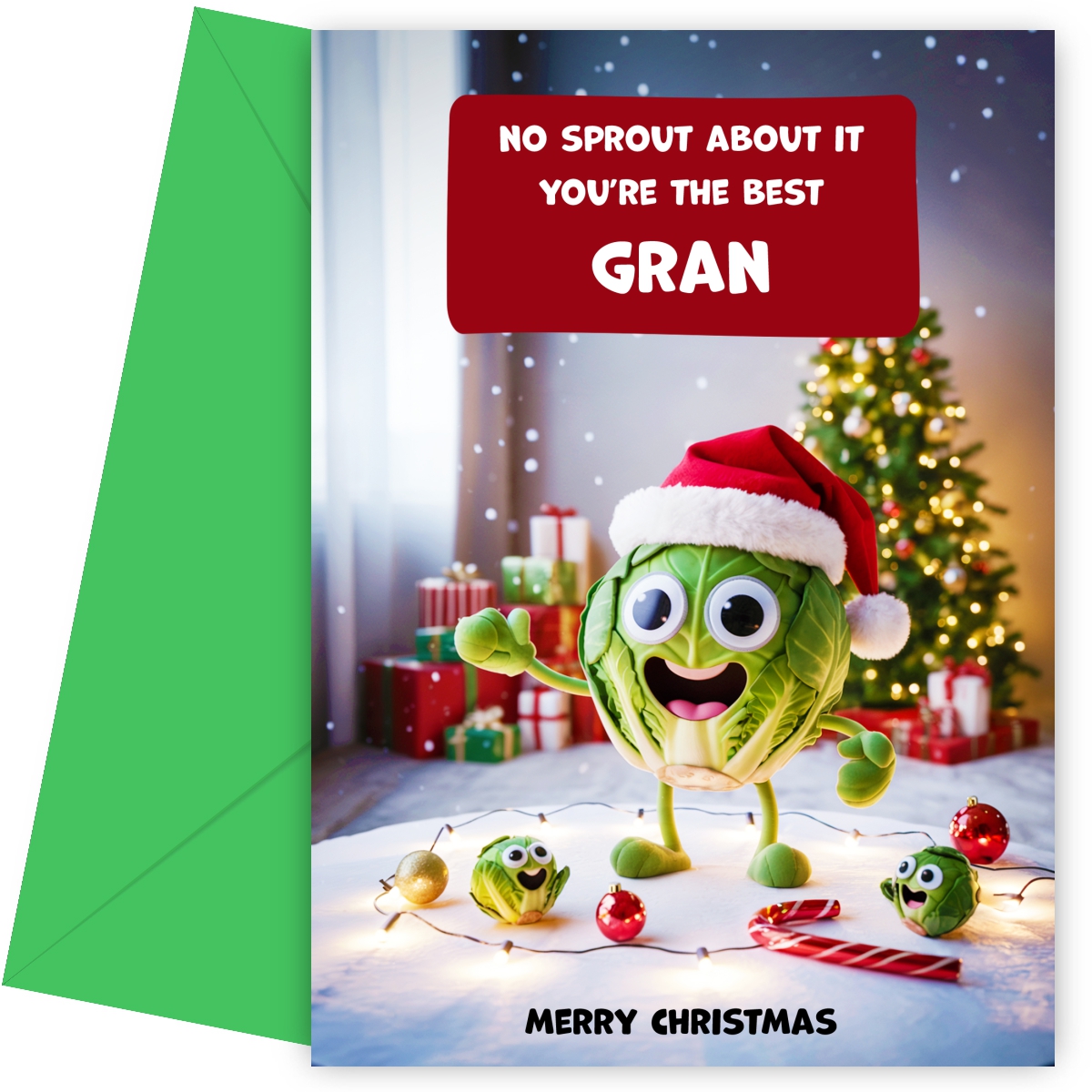 Funny Gran Christmas Card - No Sprout About It