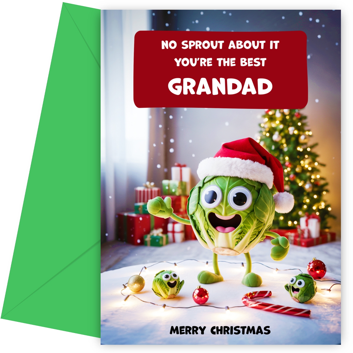 Funny Grandad Christmas Card - No Sprout About It