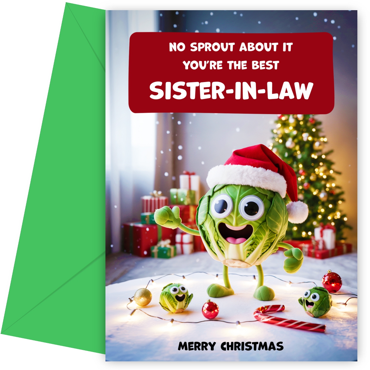 Funny Sister-in-Law Christmas Card - No Sprout About It