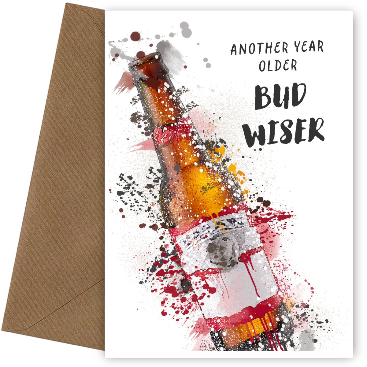 Older Bud Wiser Beer Birthday Card for Him