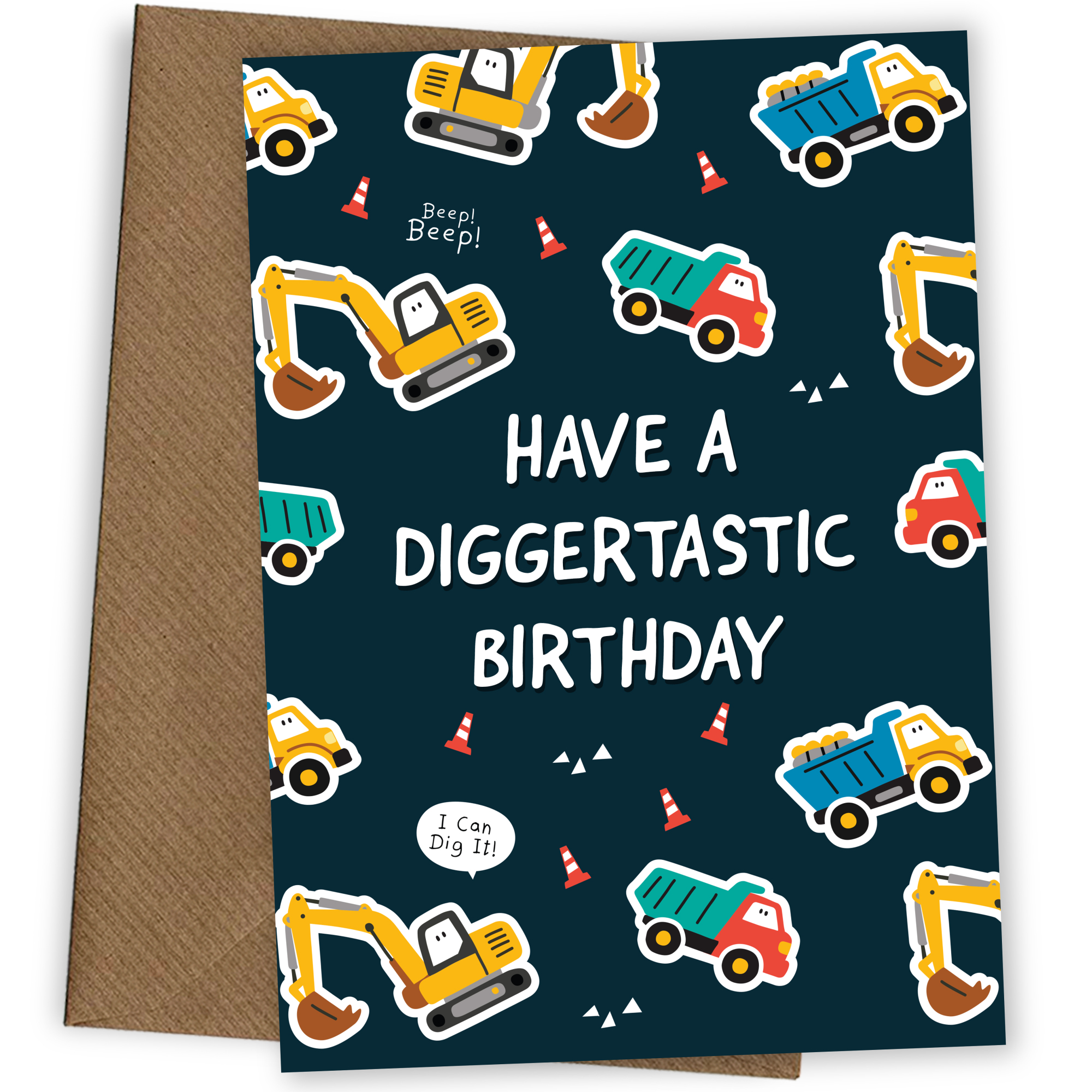 Digger Birthday Card for Boys