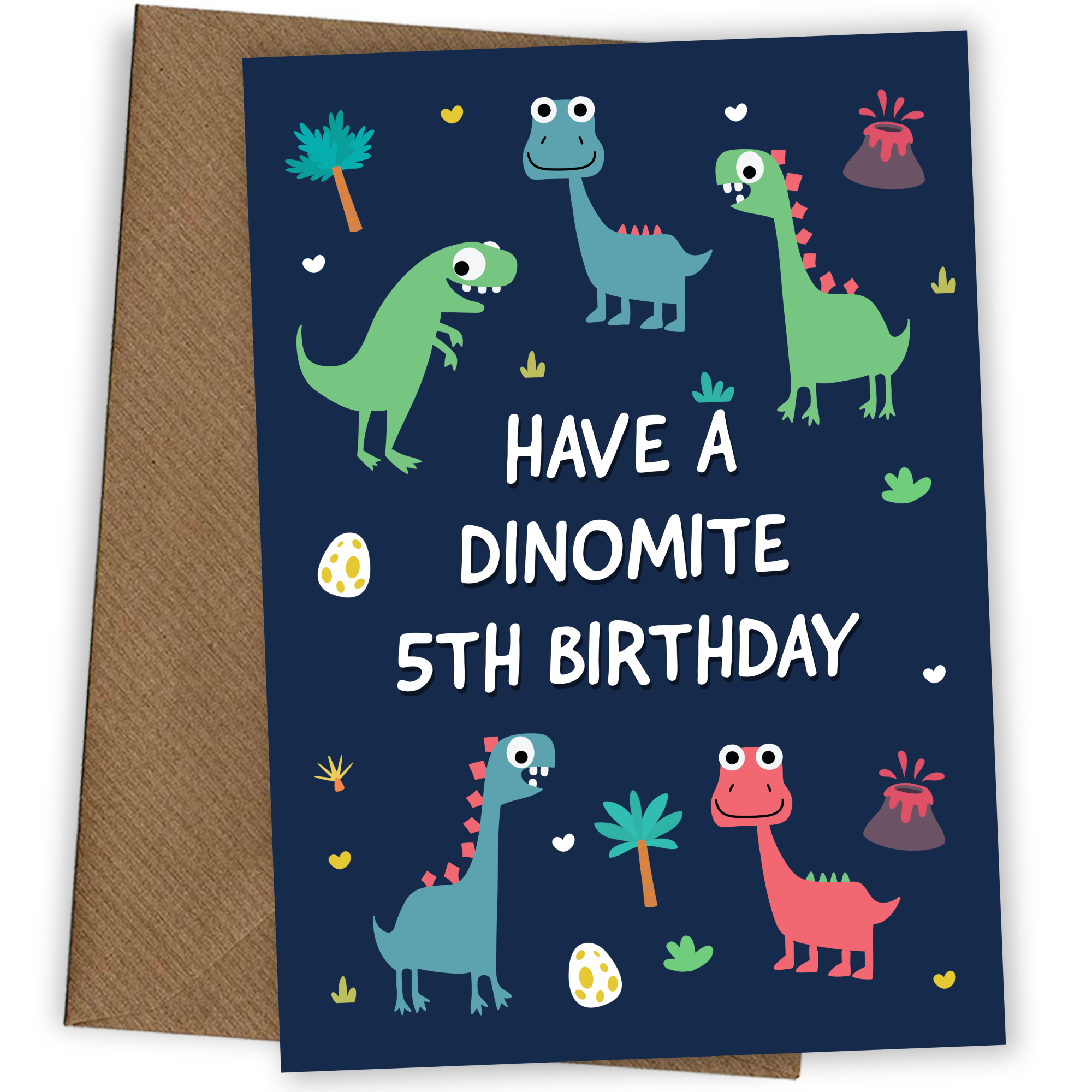 Dinosaur 5th Birthday Card for Boys