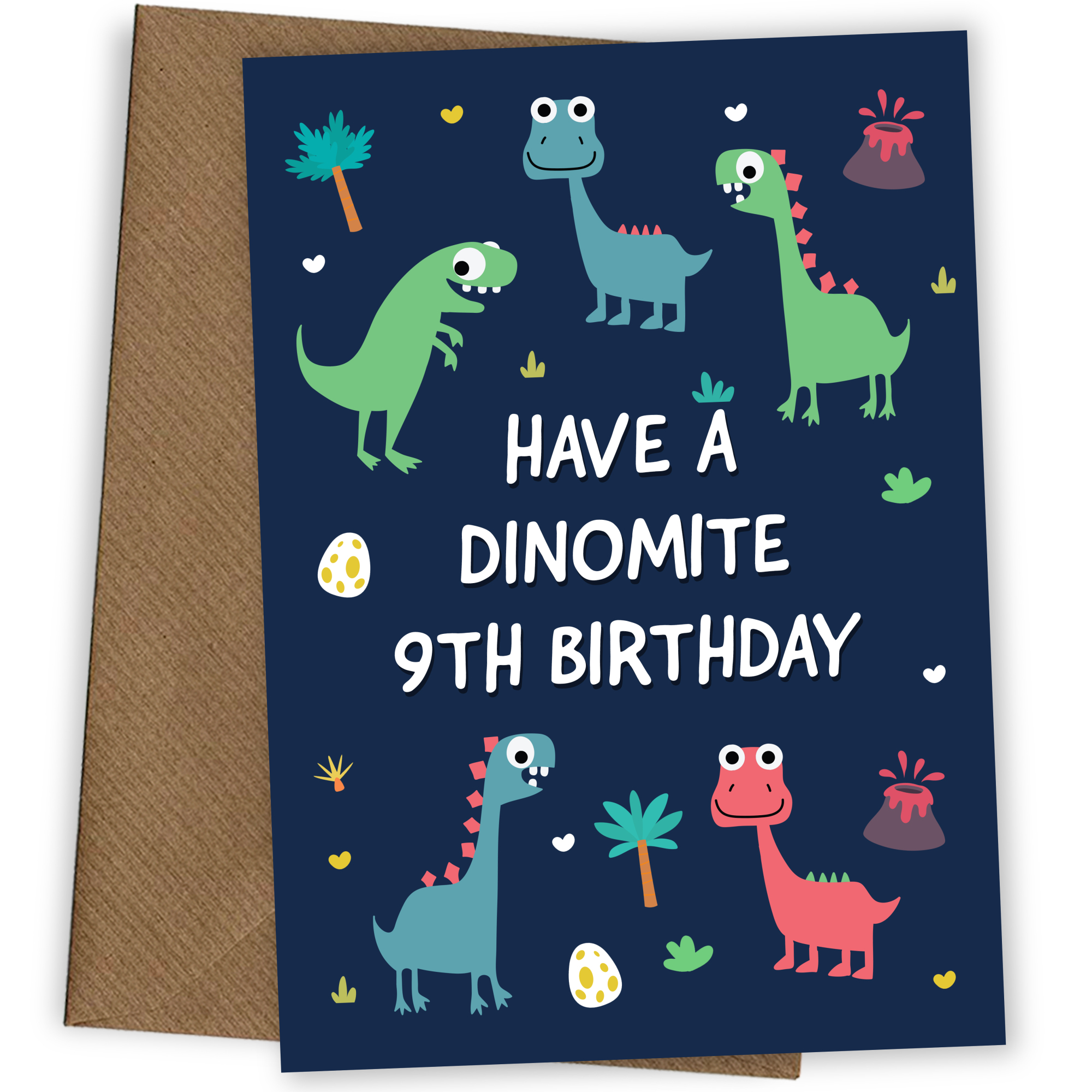Dinosaur 9th Birthday Card for Boys