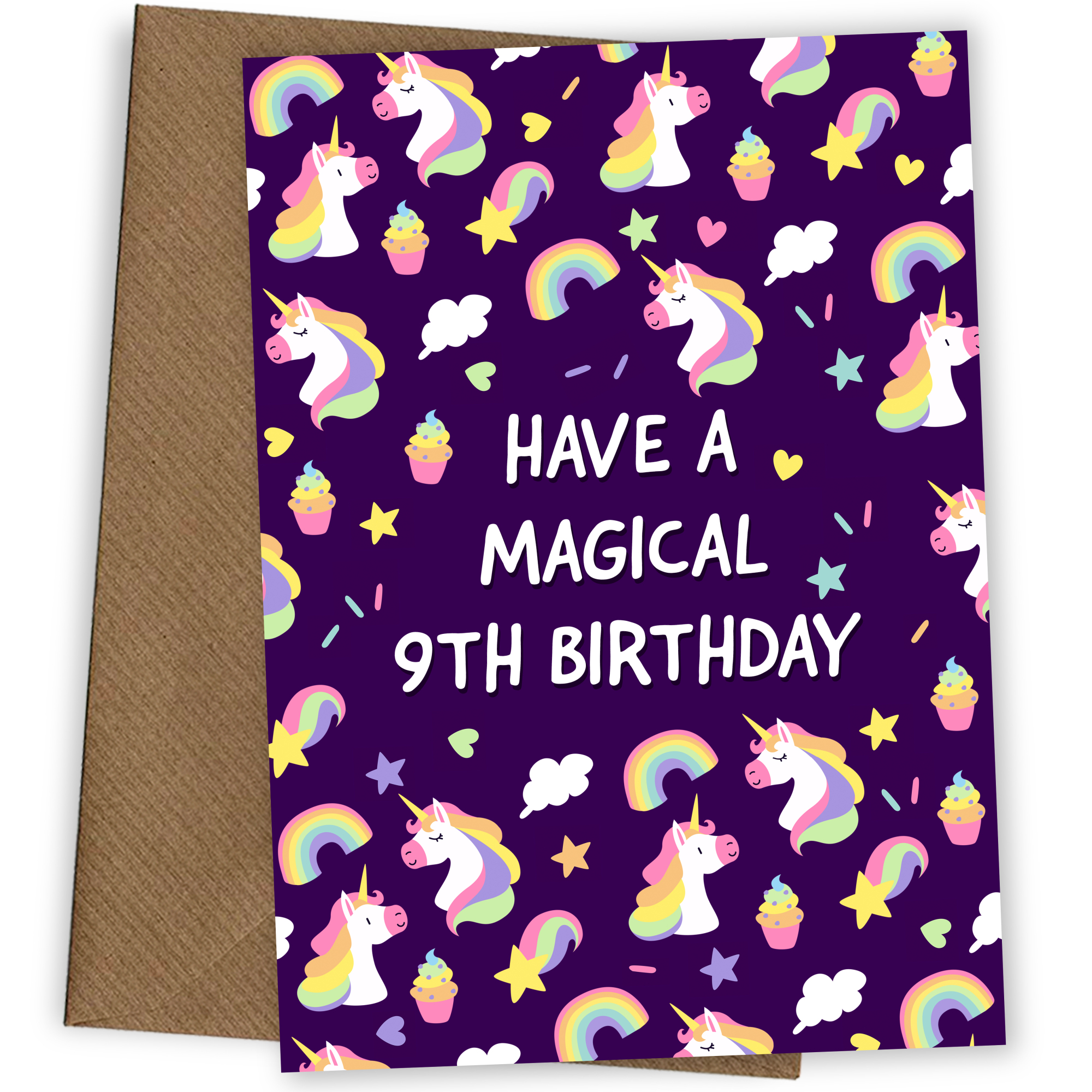Unicorn 9th Birthday Card for Girls
