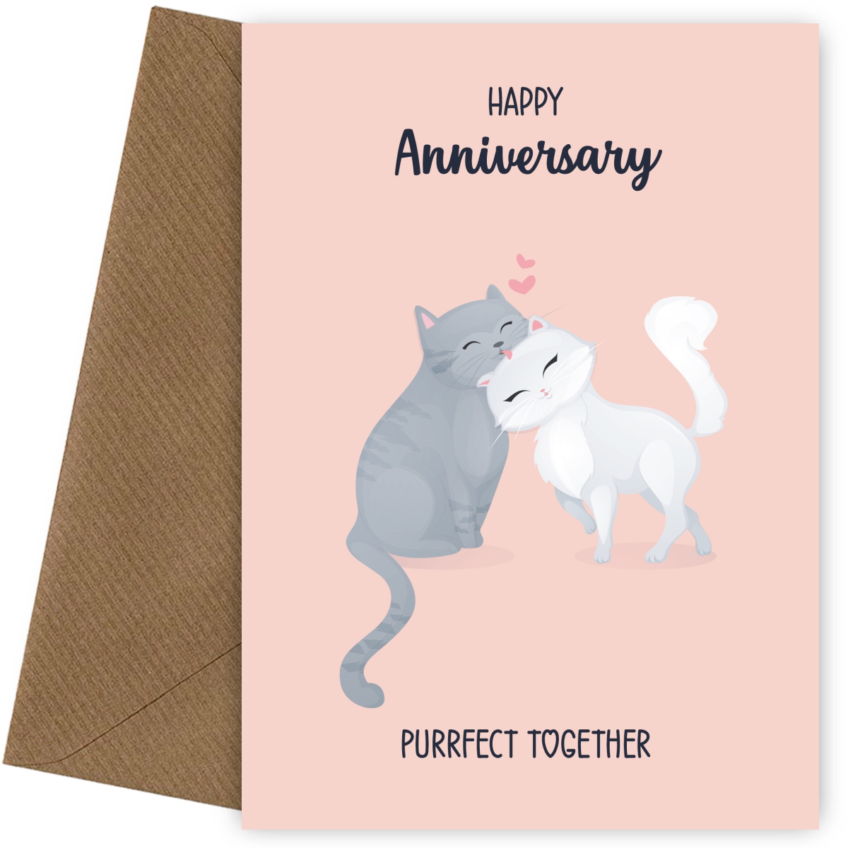 Cat Wedding Anniversary Card for Husband, Wife or Couple