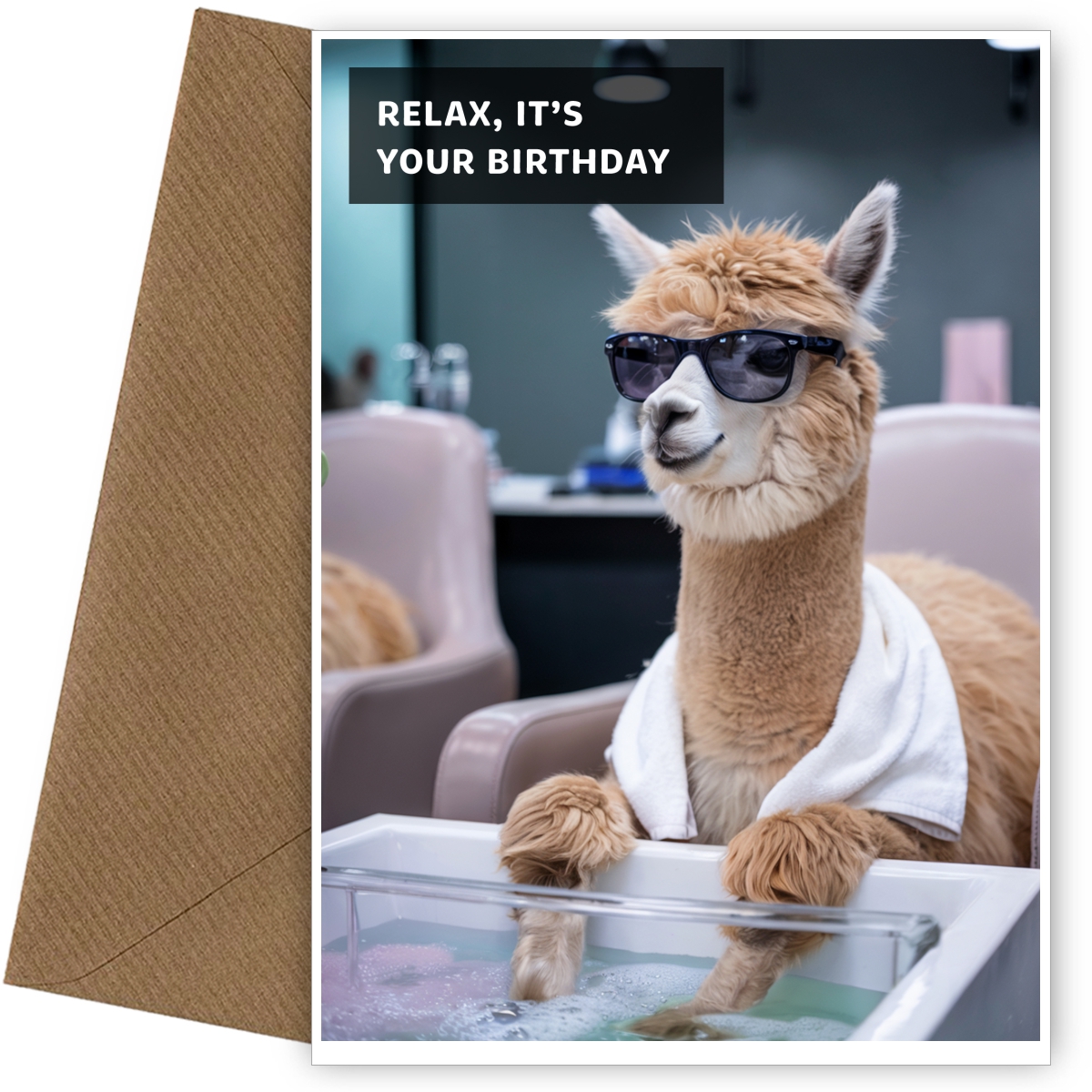 Alpaca Birthday Card - Relax it's Your Birthday Cards for Women