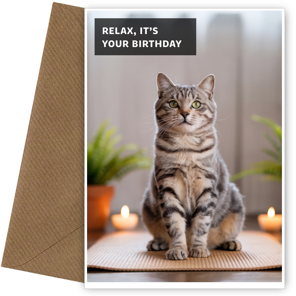 Yoga Cat Birthday Card - Relax it's Your Birthday Cards for Women