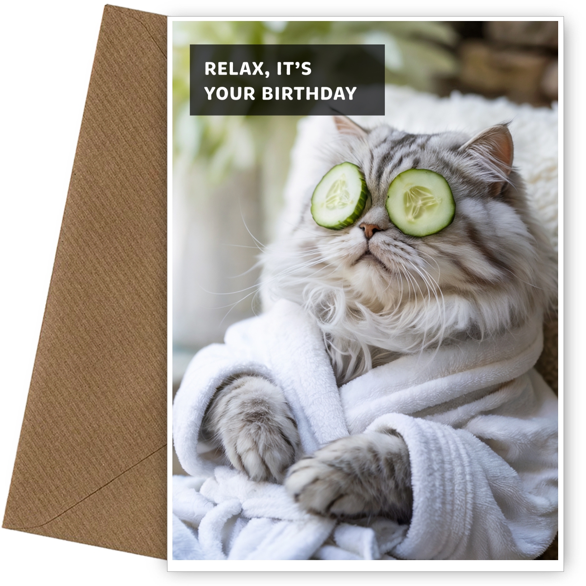 Funny Cat Birthday Card - Relax it's Your Birthday Cards for Women