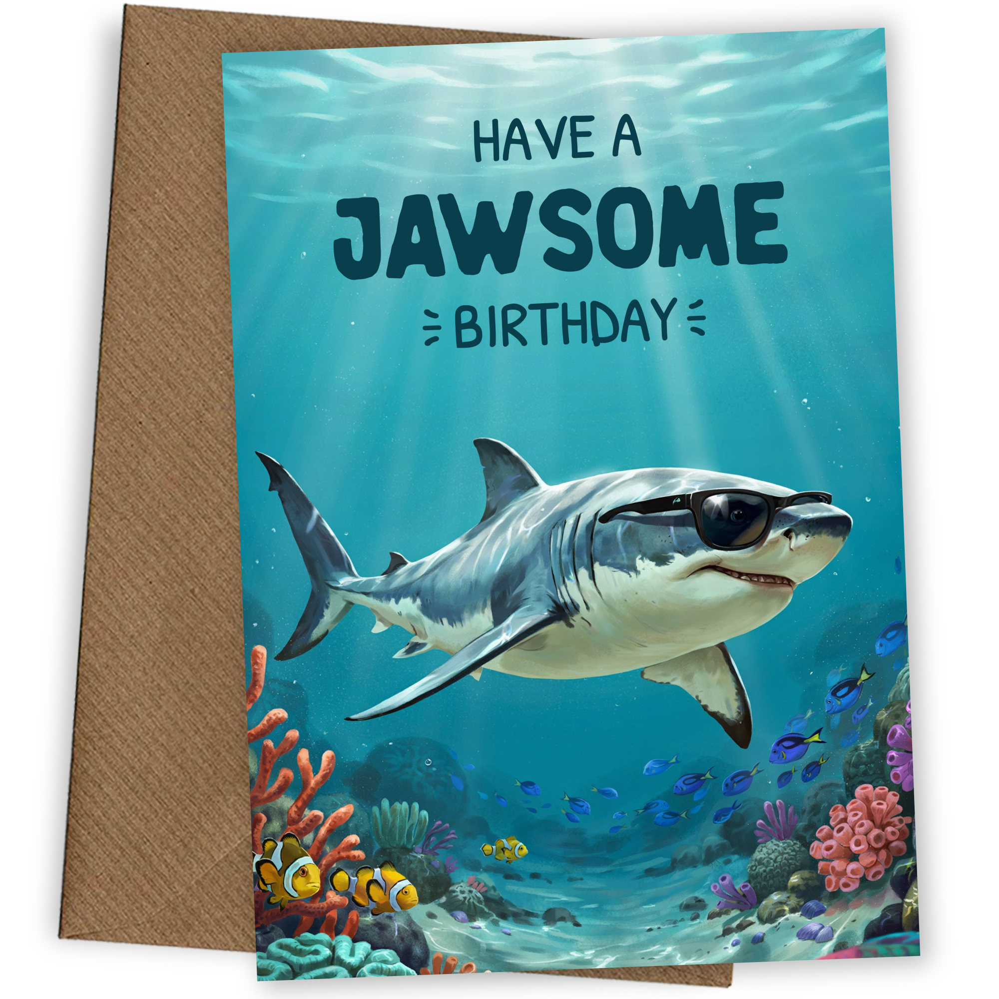 Shark Birthday Card for Men & Boys